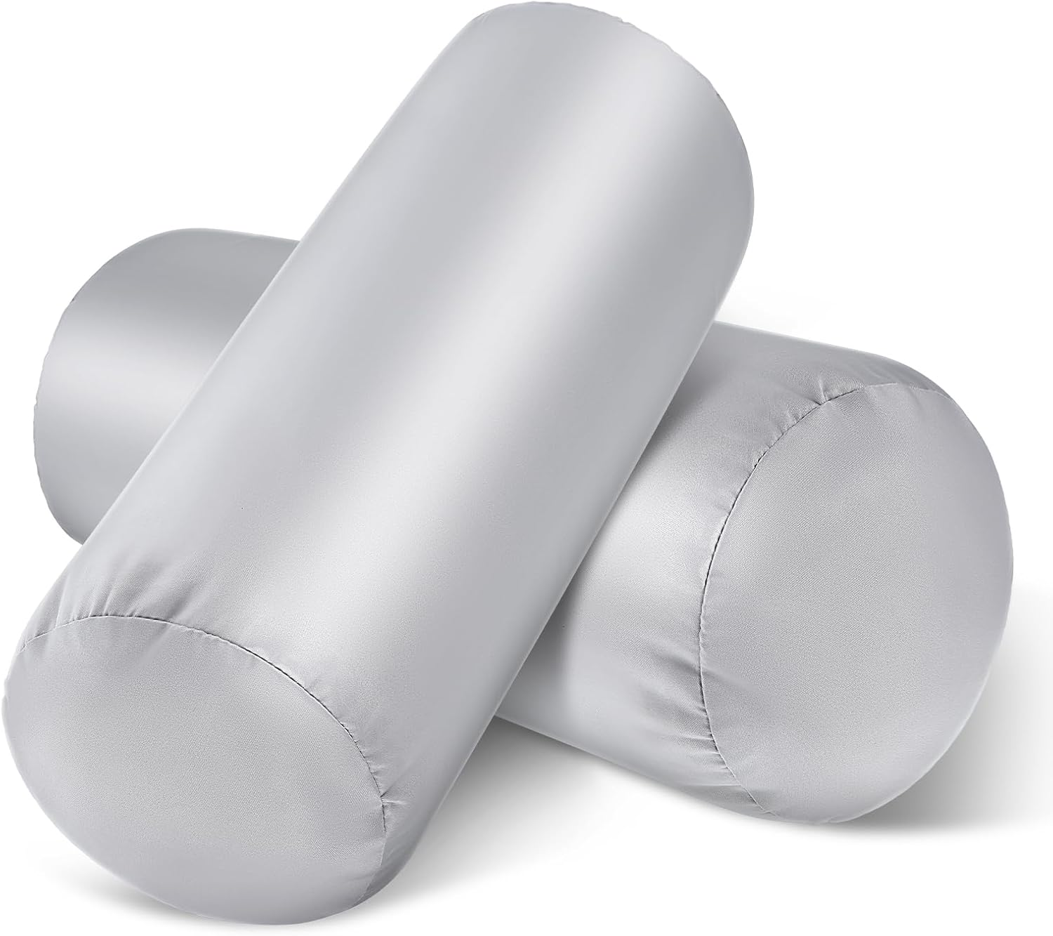 2 Packs Round Neck Pillow Case Covers, 16.1x5.9inch Cervical Neck Roll Pillow Cover Soft Round Pillow Covers with Zipper Bolster Pillowcases Silk Cylinder Pillow Case Covers for Hair & Skin