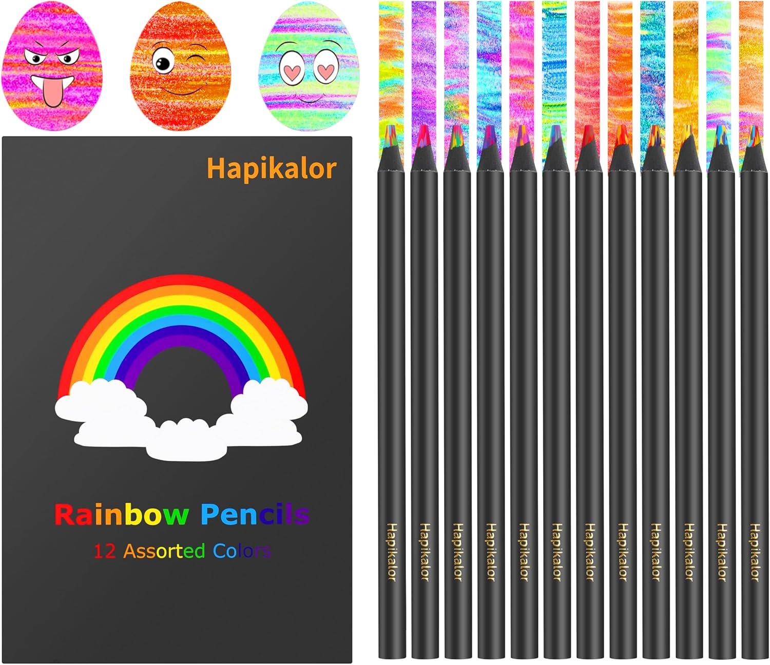 Easter Basket Stuffers for Teens,12-Color Rainbow Pencils, Jumbo Colored Pencils for Coloring, Drawing Kit Fun Art Set Cool Stuff, Easter Gifts Art Supplies for Kids, Valentines Gifts for Kids