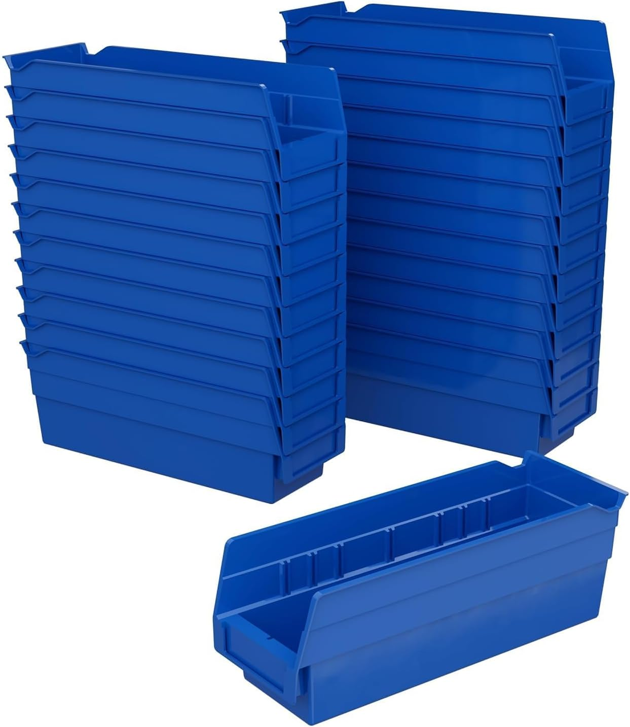 30120 Plastic Shelf Bins, Heavy Duty Storage Bins for Garage, Closet, and Drawer Organization, 12