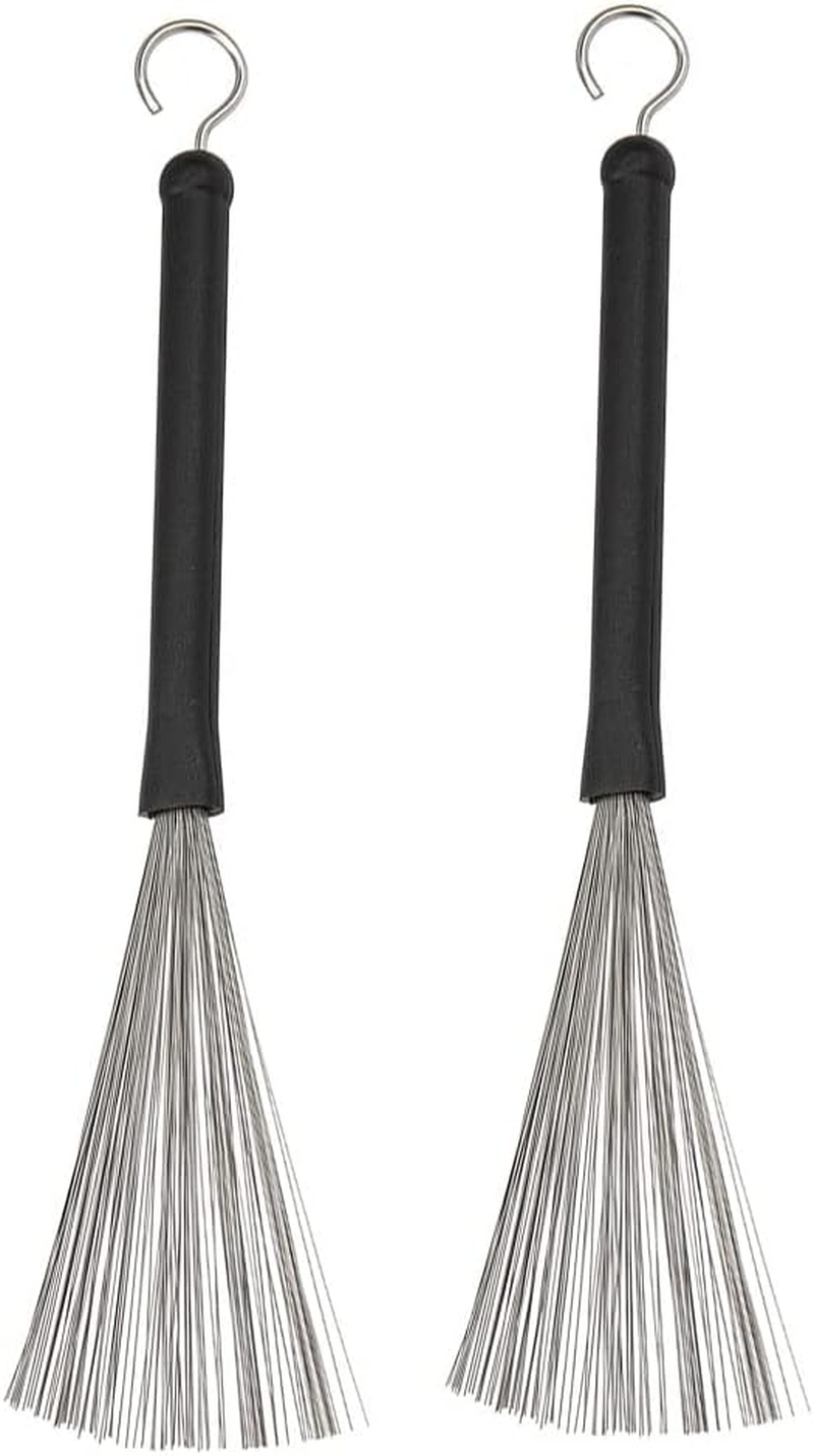 Jiayouy 1 Pair Drum Wire Brushes Drum Sticks Percussion Retractable Brush Stick for Cajon