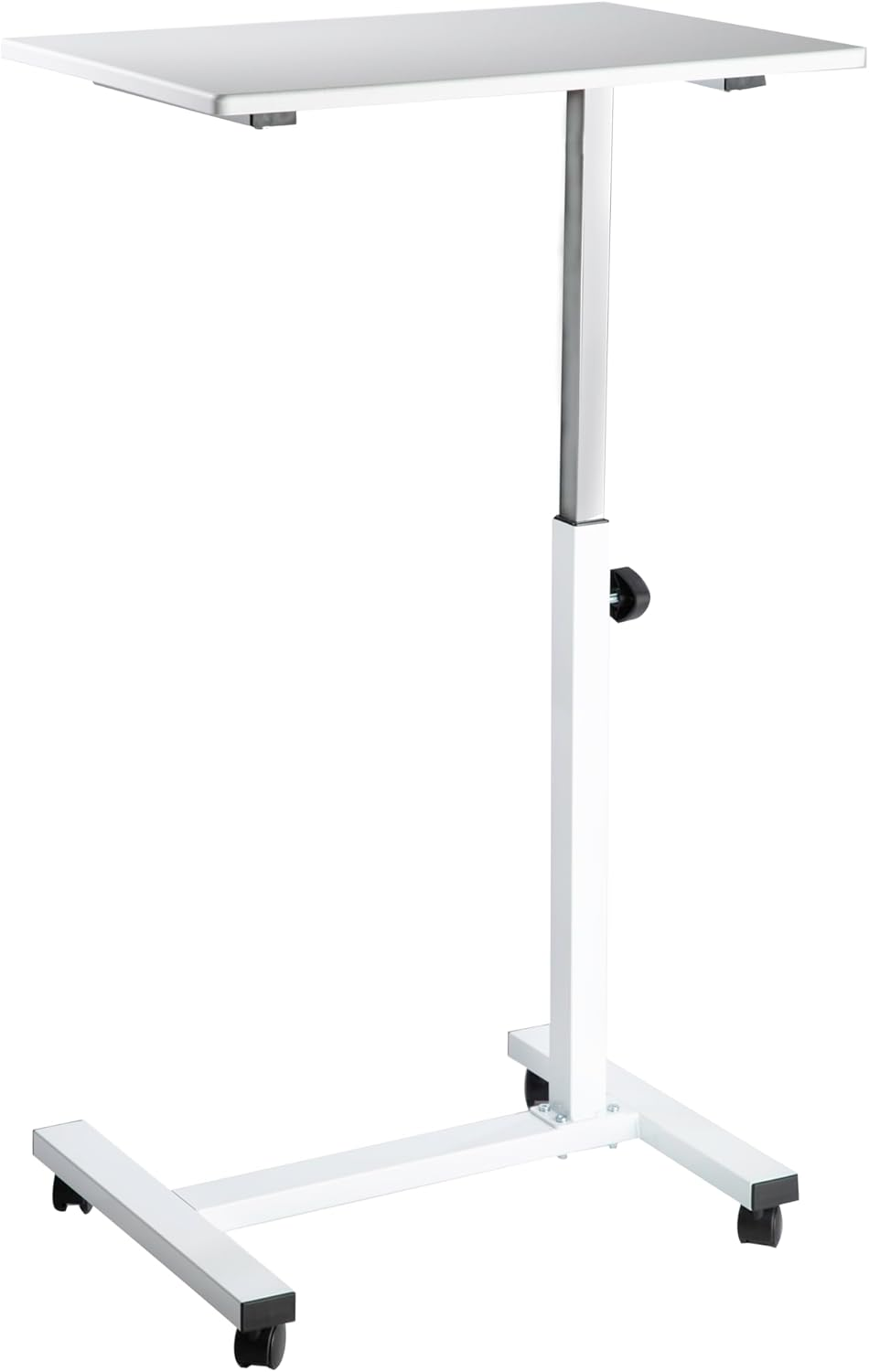 Solid-Top Height Adjustable Mobile Laptop Computer Desk Cart Ergonomic Home Office Stand Rolling Table, Overbed (23.6