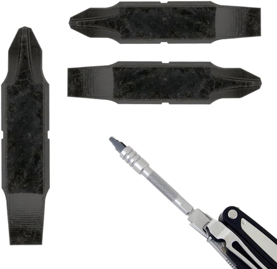 [3 Pack] Replacement Two-Sided Screwdriver Bit for Leatherman Multi-Tool - #1-#2 Phillips Head + 3/16 Flat Head - Add or Replace Your Multitool Screwdriver - Exact Fit for Most Leatherman Multi Tools