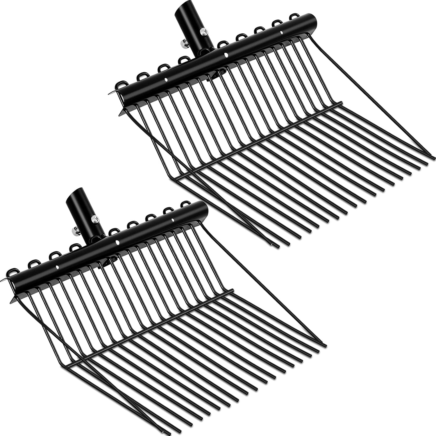 2 Pcs Metal Fork Head Manure Pitch Fork Replacement Head Horse Rake Bulk with Angled Tines for Horse Stall Picking up Manure Garden Animal Husbandry (Black)
