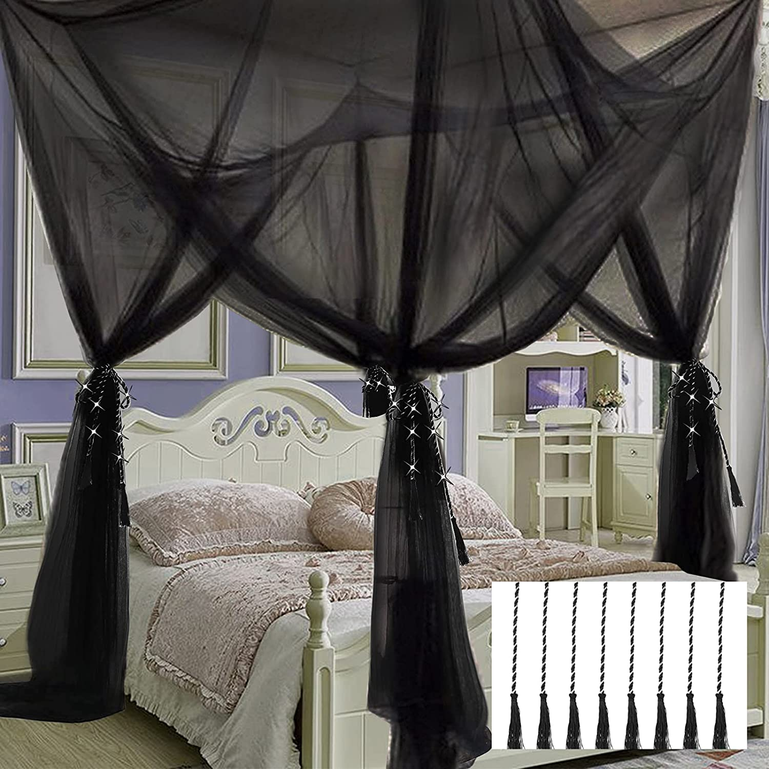 VISATOR Mosquito Net Bed Canopy for Girls,King Canopy Bed Curtains Queen Size... - Picture 9 of 10