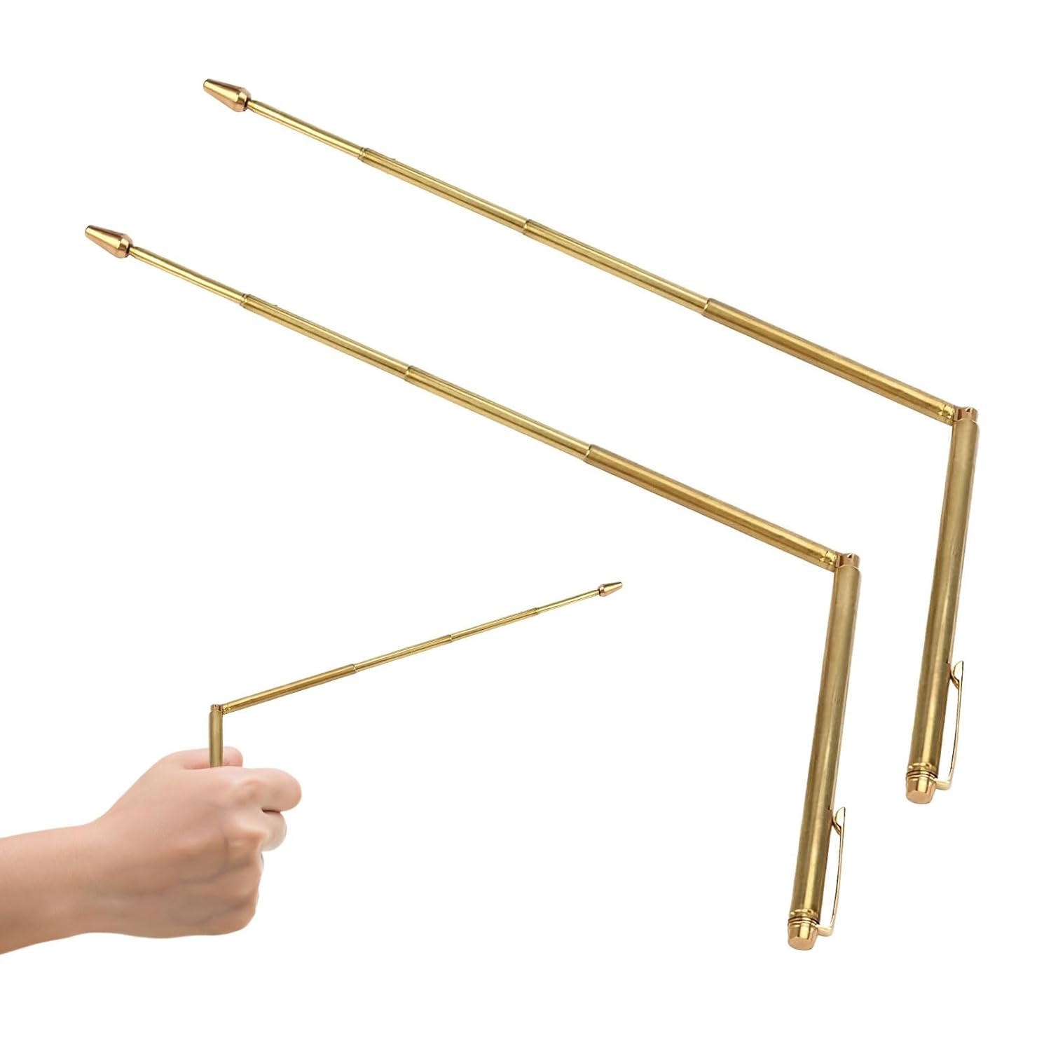 Copper Dowsing Rods 2 Pack for Water Divining, Spiritual Use and Ghost Hunting - Metal Detector Equipment with Adjustable Handles (Gold)