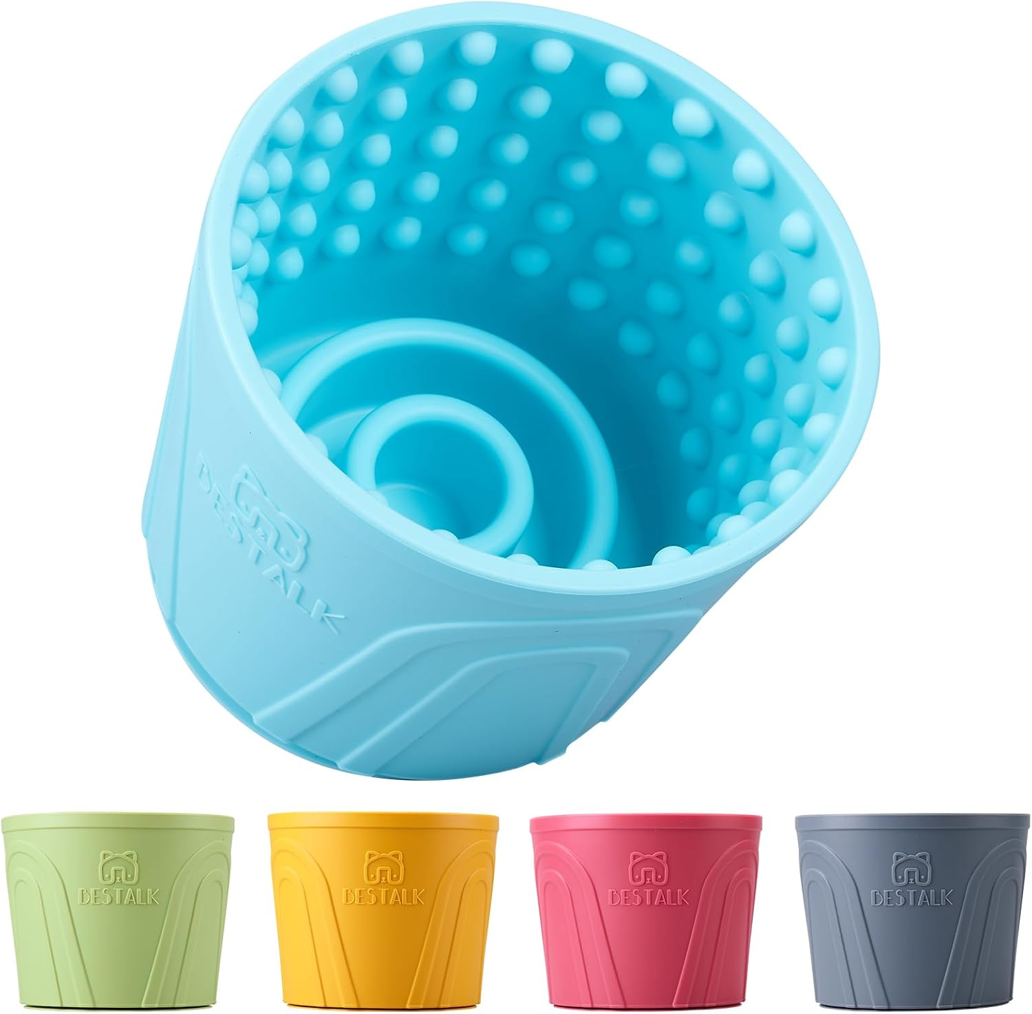 Dog Lick Bowl,  Anxiety Relief Slow Feeder Dog Lick Mat Treat Dispenser, Non-Slip Licking Bowl Enrichment Toys for Small Medium and Large Breed Dogs, BPA Free Silicone(Teal,M-L)