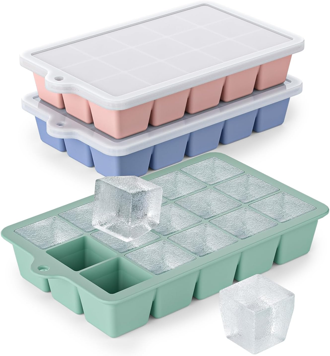 bandeja de hielo de silicona con tapa sin bpa para cocteles pack 3 unidades