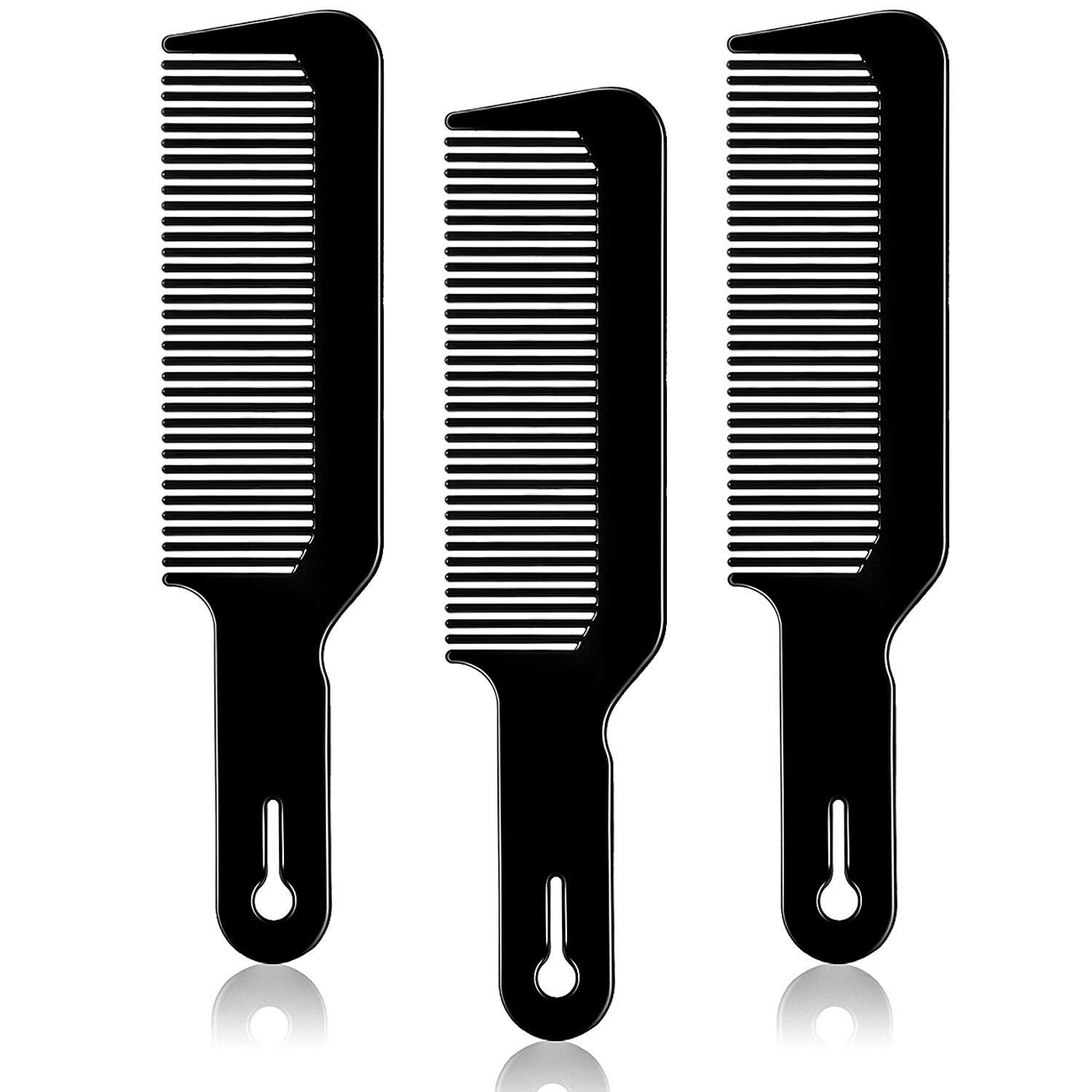 3 Pack Barber Combs for Clipper-Cuts and Flattops (Black)