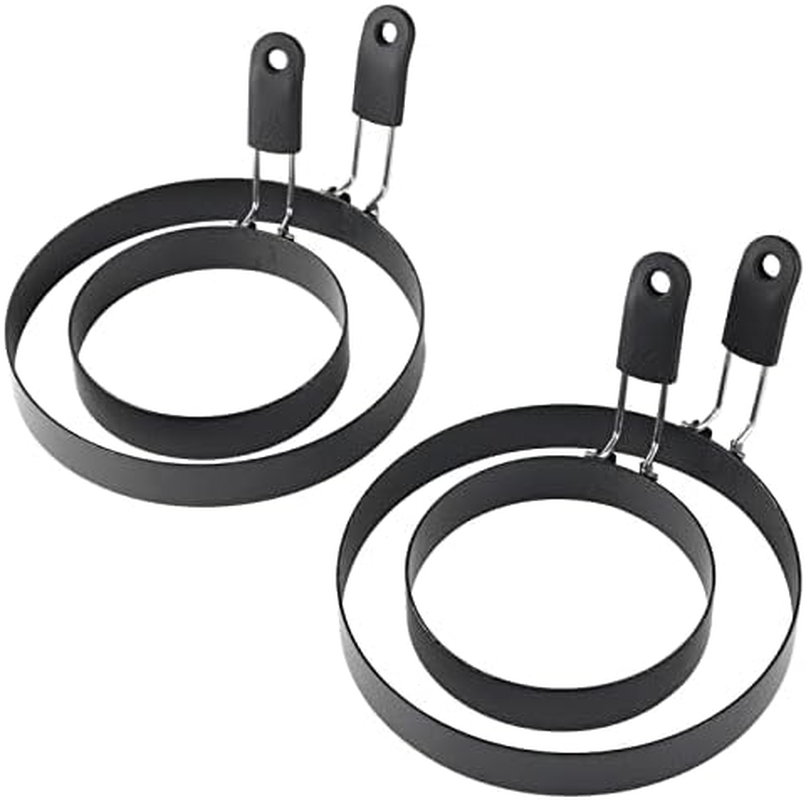 Zeeooil Egg Rings 2 Pack Large 6 Inch Pancake Mold 2 Pack 3.5 Inch Stainless Steel Nonstick Egg Ring, Egg Mold for Frying Eggs (2 Packs 3.5