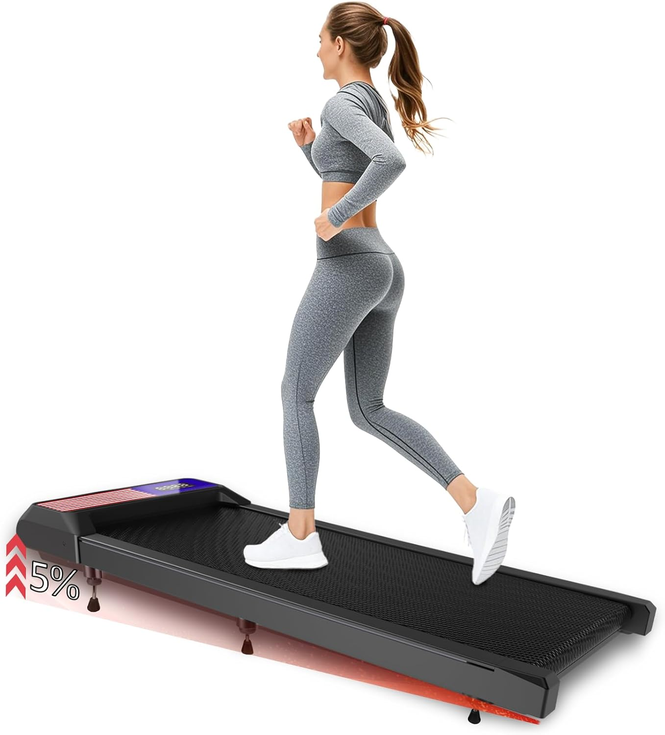 Under Desk Treadmill Walking Pad Incline Remote Compact Folding Quiet 2.5HP