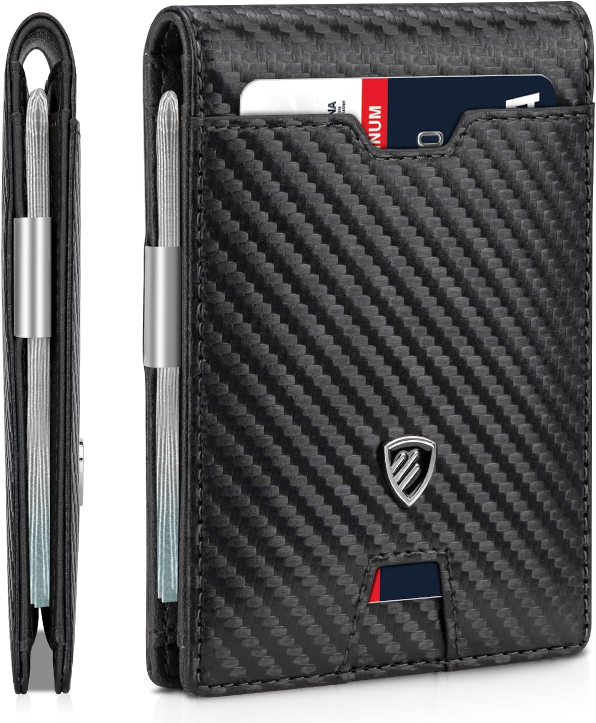 RUNBOX Mens Slim Wallet with Money Clip RFID Blocking Bifold Credit Card Holder for Men with Gift Box