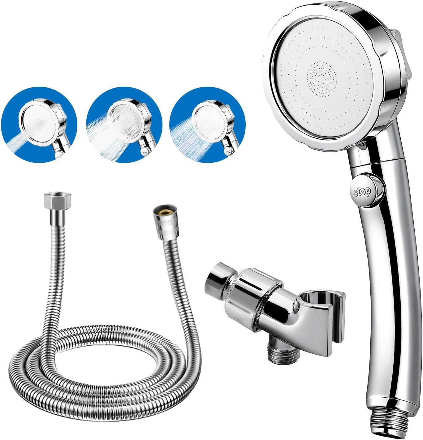 High Pressure Handheld Shower Head,3 Spray Modes Rv Shower Heads High Pressure with Handheld,Detachable Hand Held Showerhead Set Equipped with Stainless Steel Hose and Brackets