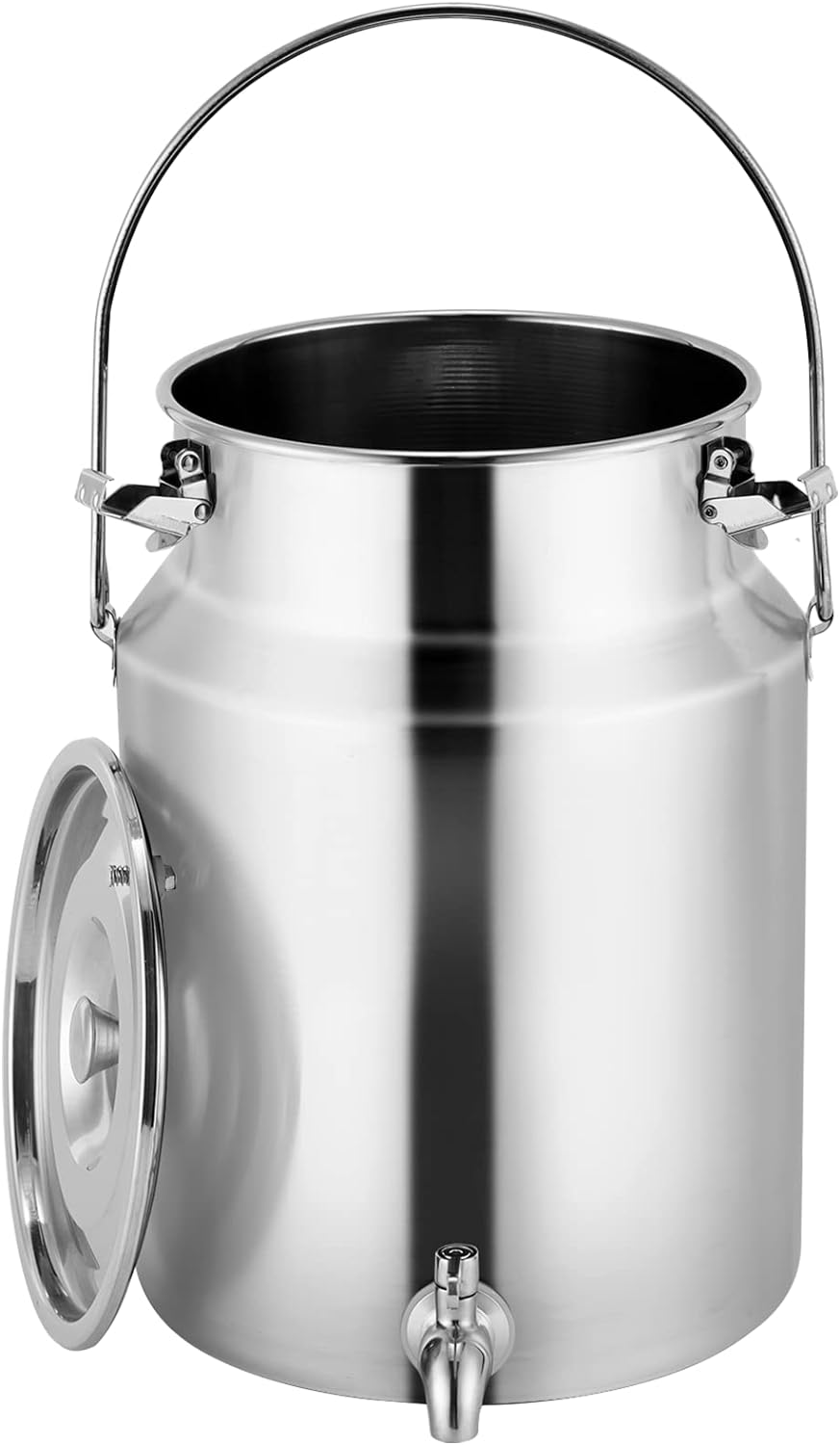 2.6 Gallon Stainless Steel Milk Can with Spigot - Beverage Dispenser Bucket