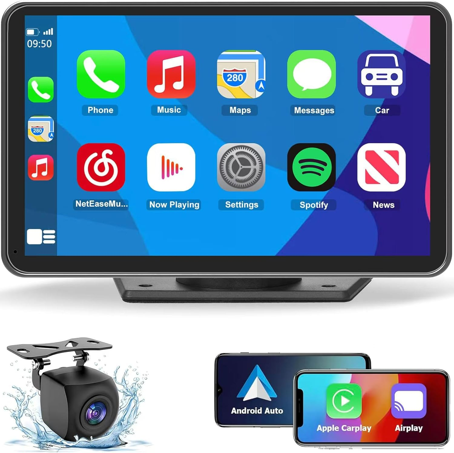 Wireless Carplay Screen for Car, 7