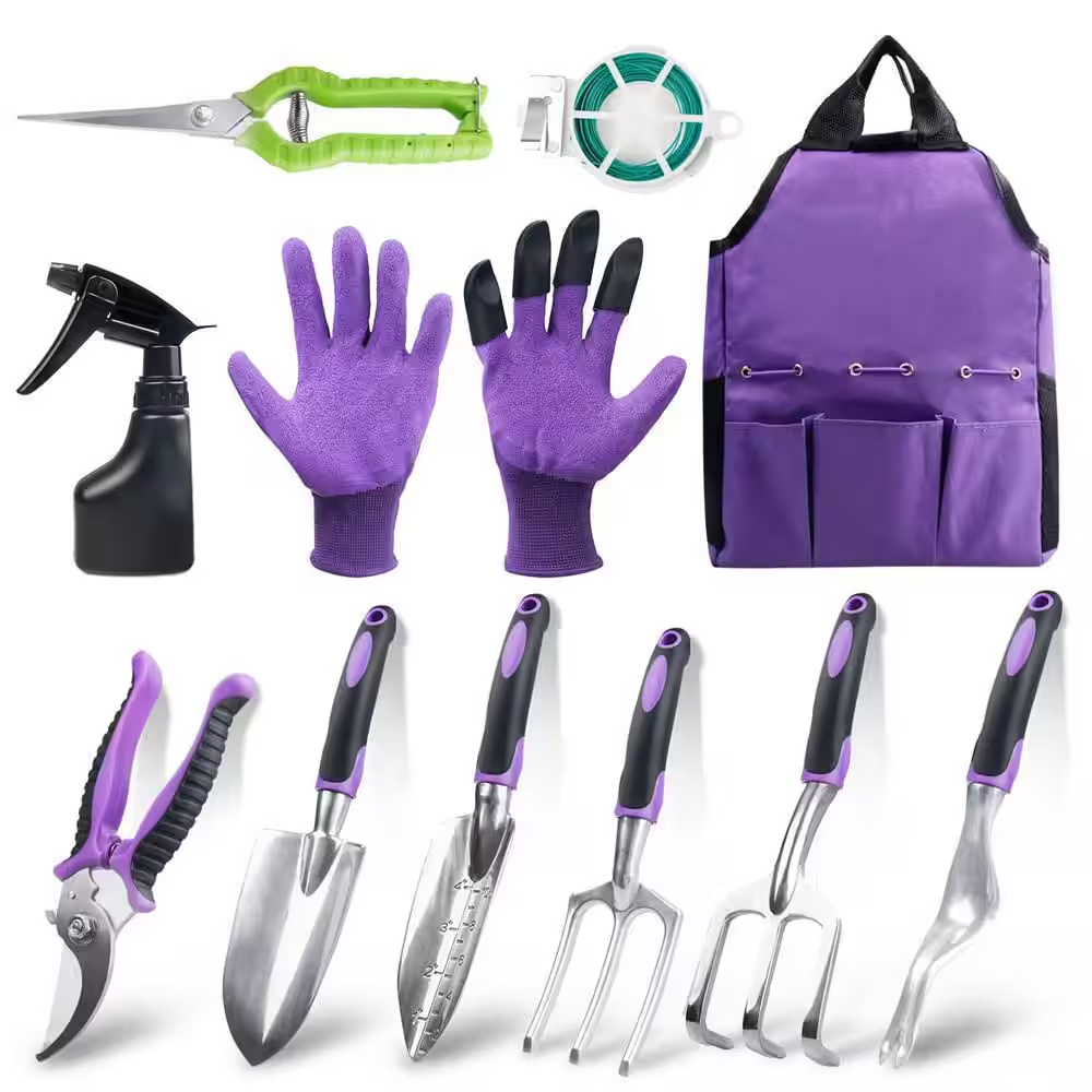 11-Piece Aluminum Alloy Steel Hand Tool Starter Kit Outdoor Heavy-Duty Garden Tool Set