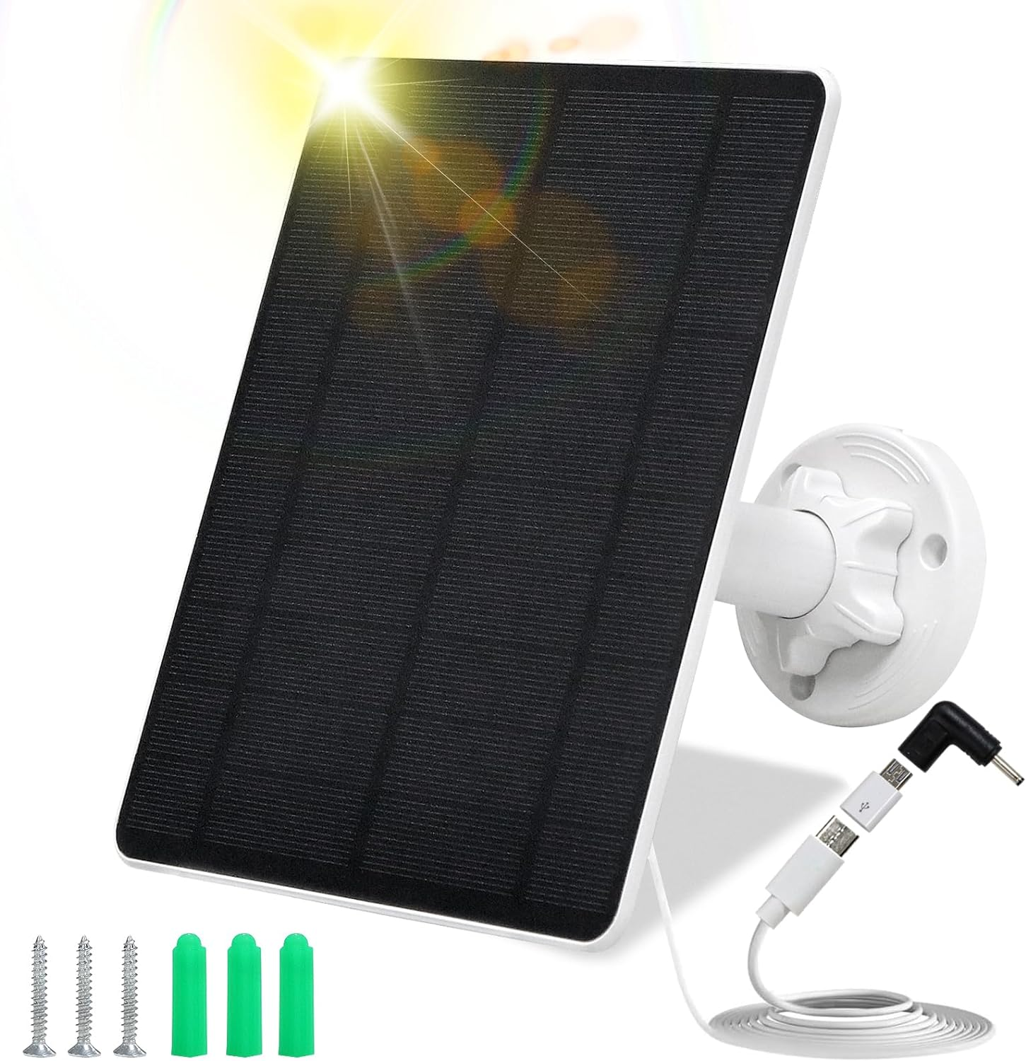 Panel solar para cámara de seguridad, 5 W, USB, 5 V CC