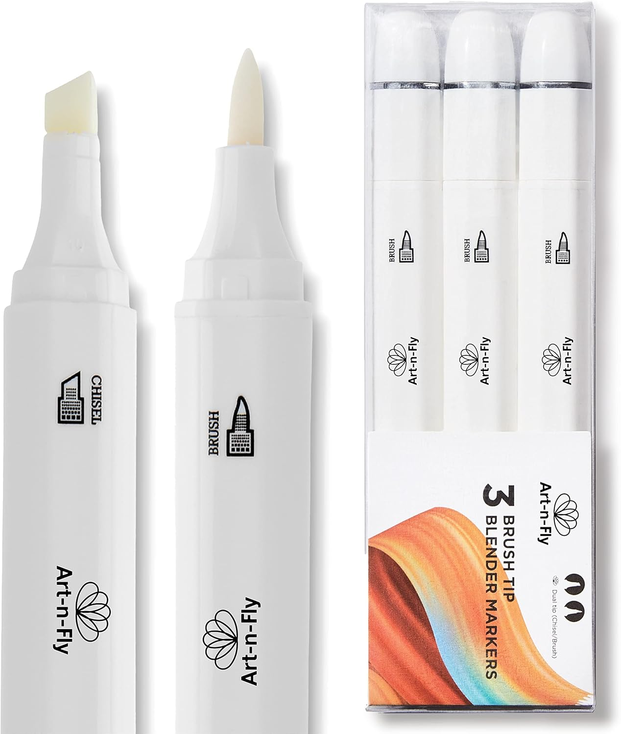 Art-N-Fly 3 Alcohol Blender Markers with Double Tip – Brush Markers Colourless for Shades and Gradients
