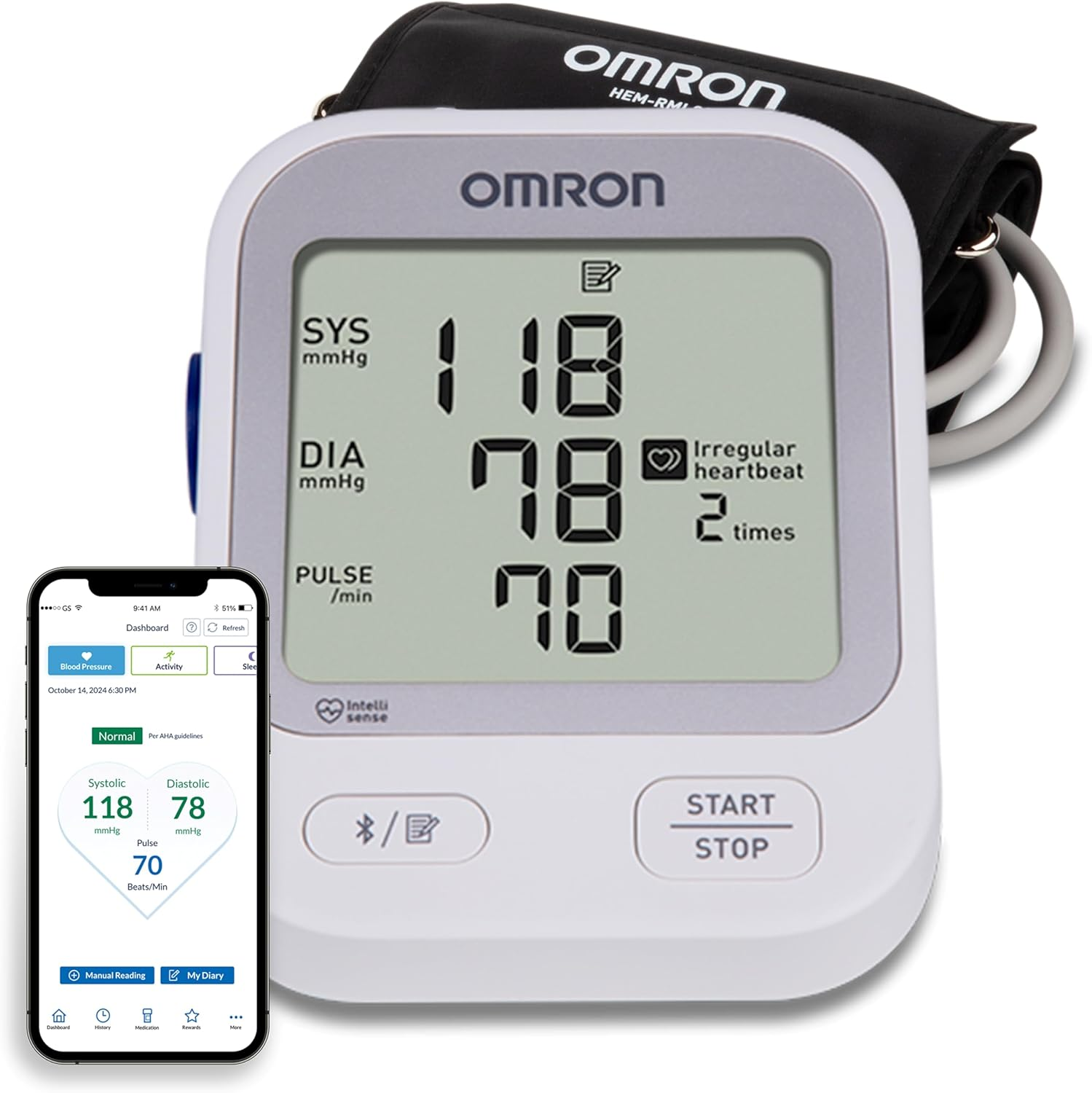 OMRON Silver Upper Arm Blood Pressure Monitor - Clinically Validated Blood Pressure Arm Cuff - Use OMRON Connect App for Unlimited Free Measurements