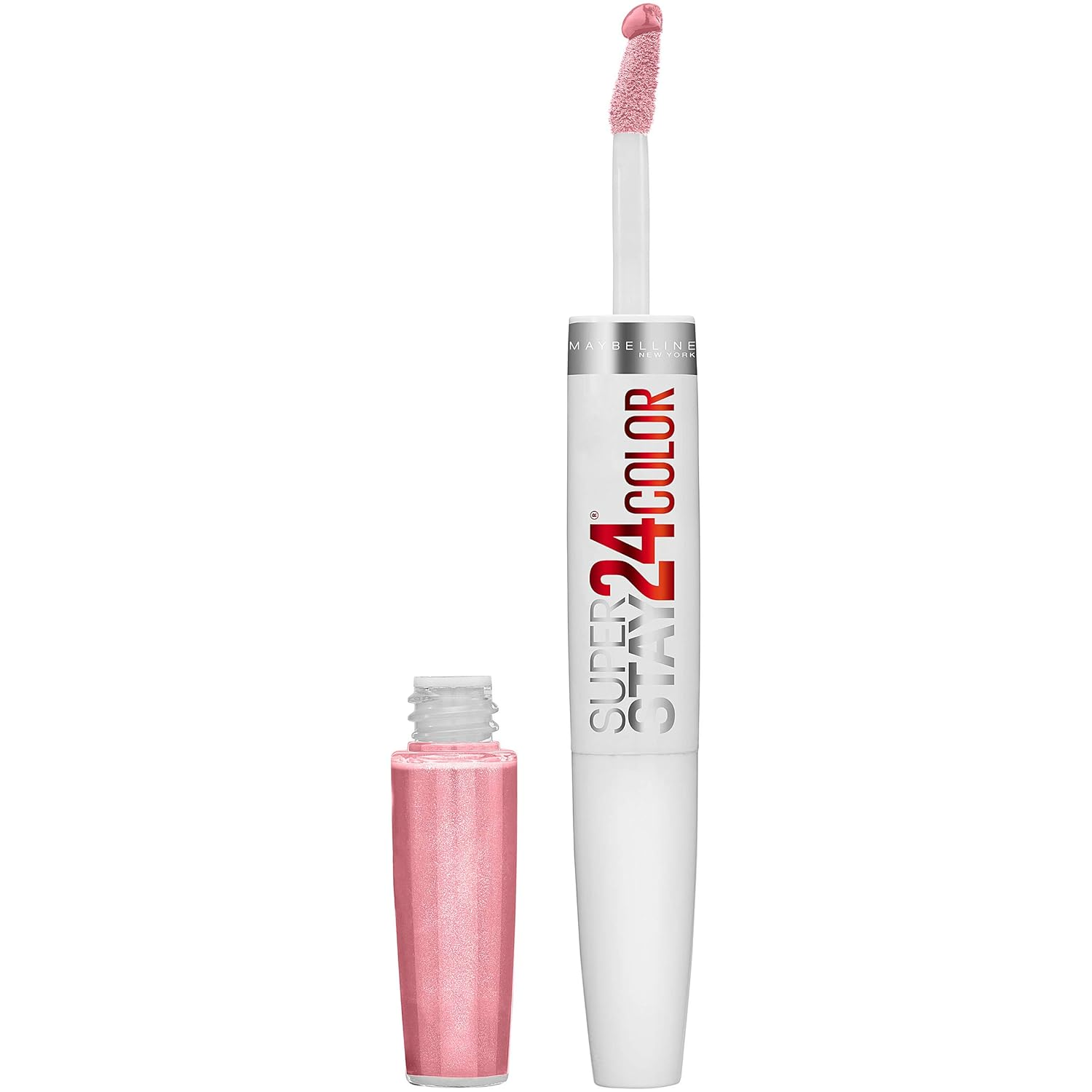 Super Stay 24, 2-Step Liquid Lipstick Makeup, Long Lasting Highly Pigmented Color with Moisturizing Balm, so Pearly Pink, Coral Pink, 1 Count