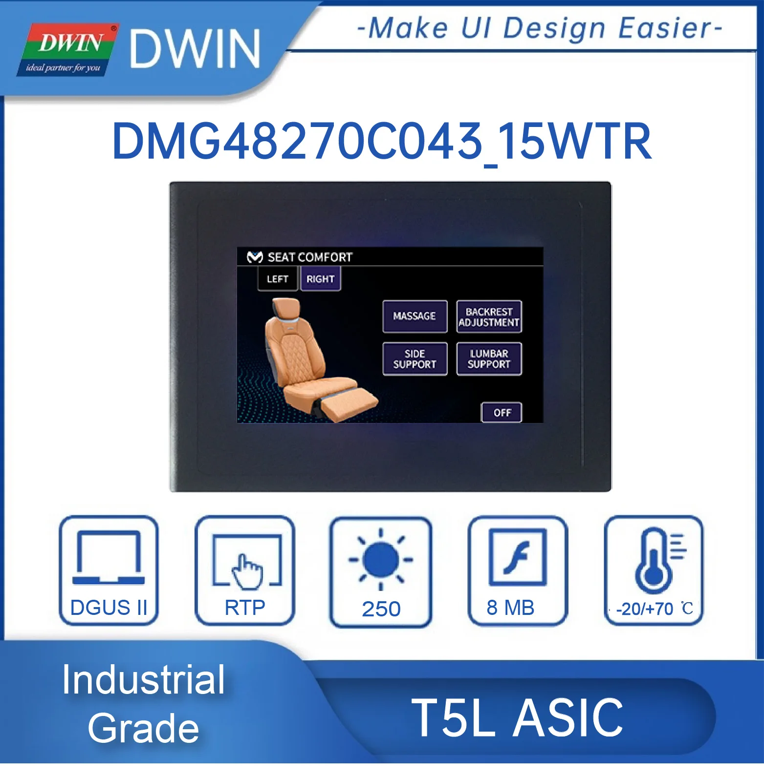 4.3-inch LCM TFT LCD 480*272 Commercial Grade HMI Display Module RGB Interface TV-TN-TFT-LCD Resistive Touch Screen