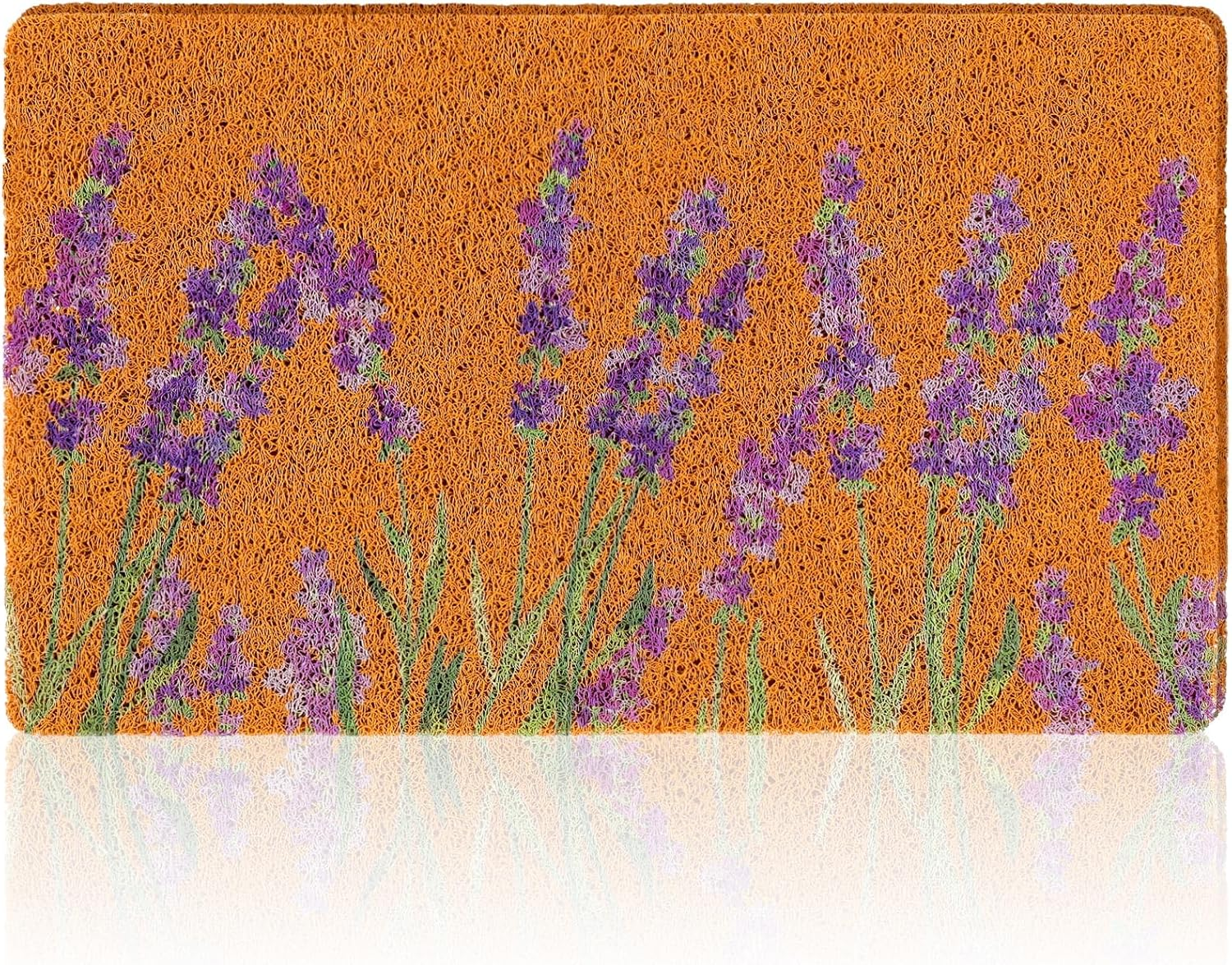 Spring Door Mat Welcome Floral Coir Doormat 18'' X 30'' Spring Front Door Mat Wildflower Rug Non-Slip Decorative Cute Boho Coir Doormat for Indoor Outdoor Entrance Porch Home Decor(Lavender)