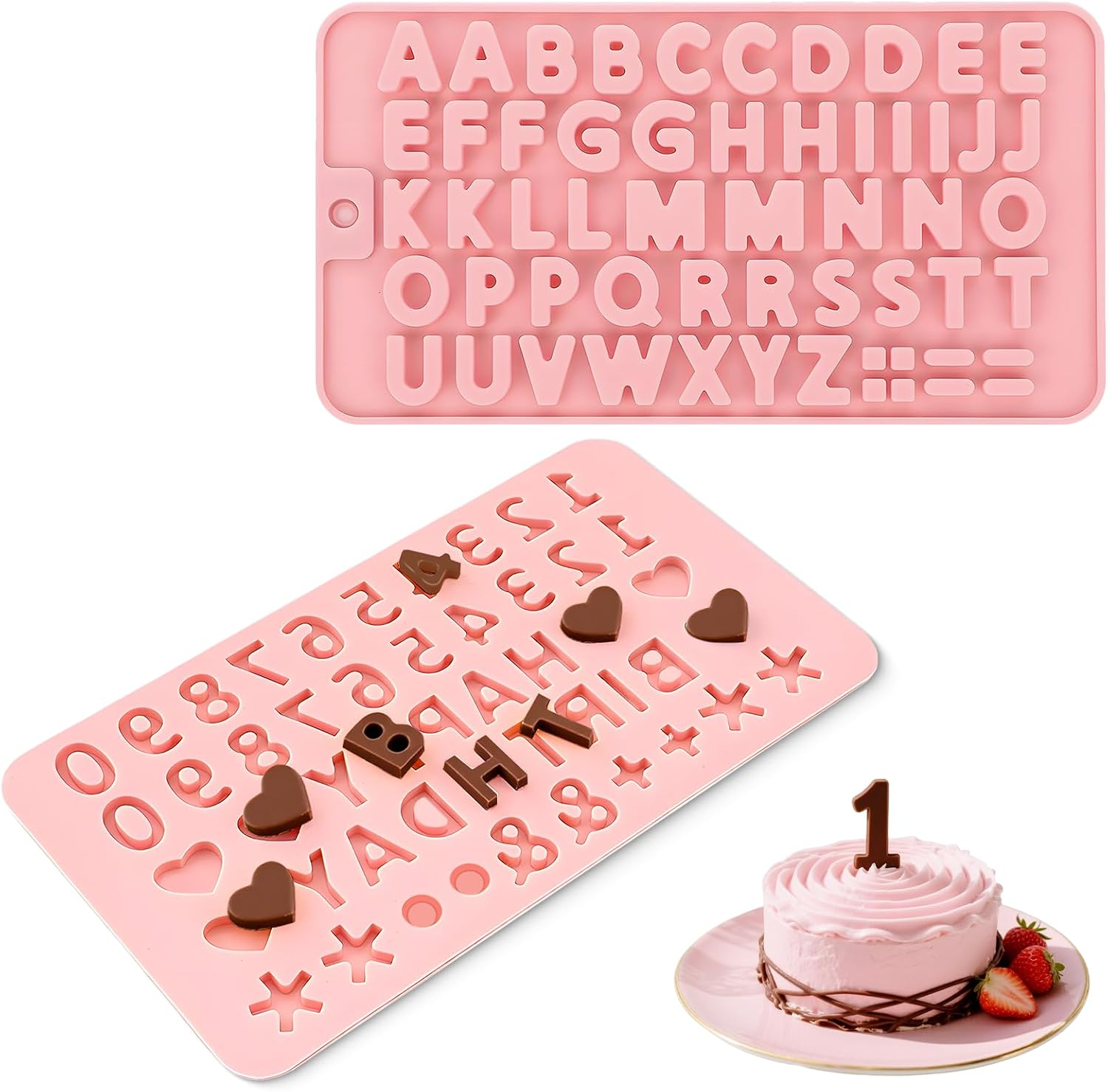 2 Pcs Silicone Molds Letter Mold and Number Chocolate Edible Letters for Cake Decorating Candy Molds for Birthday Party