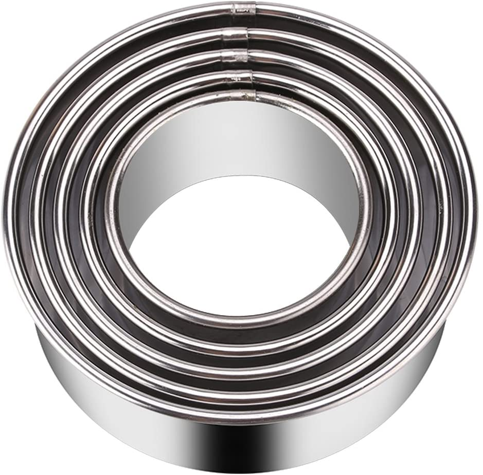 Biscuit Cookie Cutters Set,Stainless Steel Circle round Cookie Biscuit Cutters in Graduated Sizes Shape Molds for Pastries Doughs Doughnuts, 5 Pieces