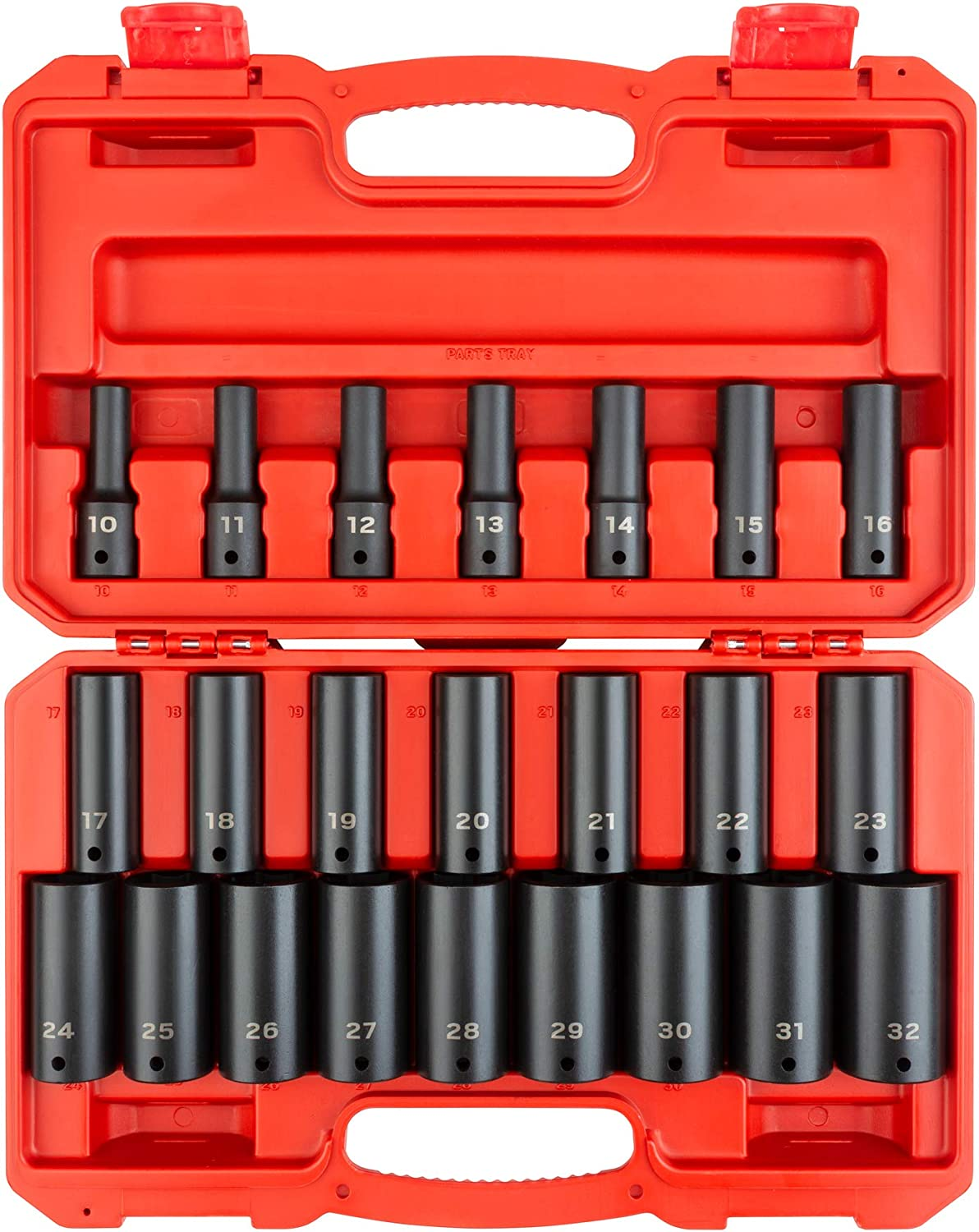 1/2 Inch Drive Deep 6-Point Impact Socket Set, 23-Piece (10-32 Mm) | SID92330
