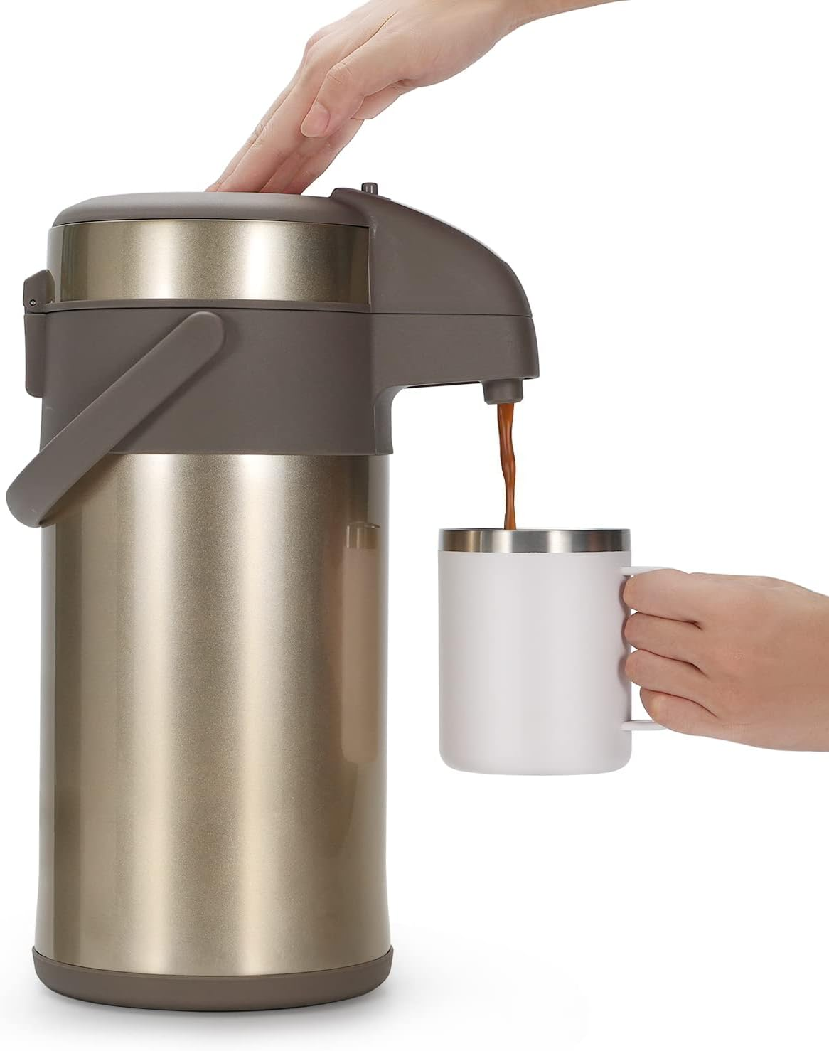 Olerd 4.0 Litre Pump Jugs Thermos Flasks Coffee Dispenser, Stainless Steel Do... - Picture 11 of 13