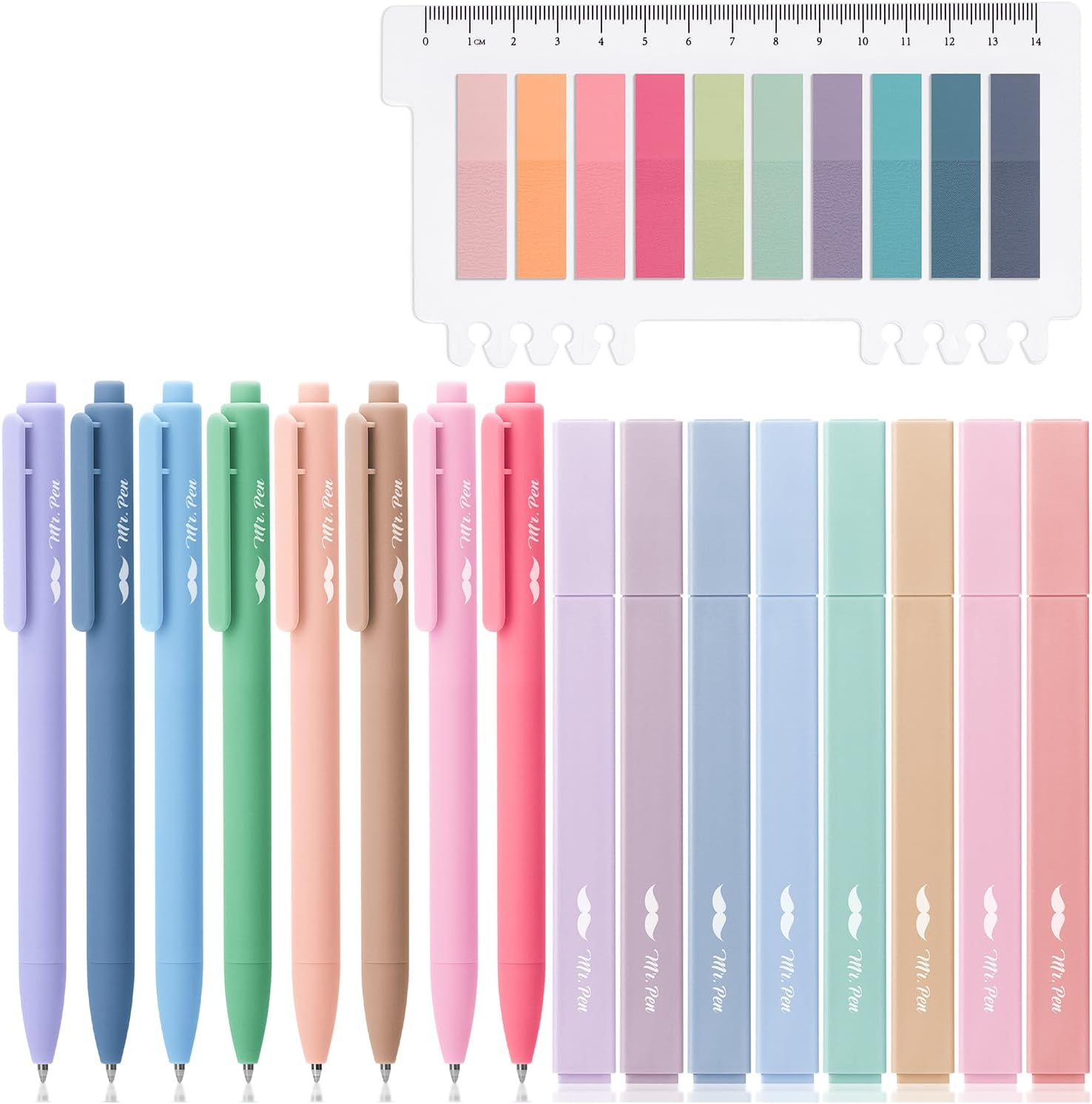 Aesthetic Bible Highlighter and Pen Set, 16 Pack, 200 Sheets Transparent Sticky Tabs, No Bleed, Chisel Tip