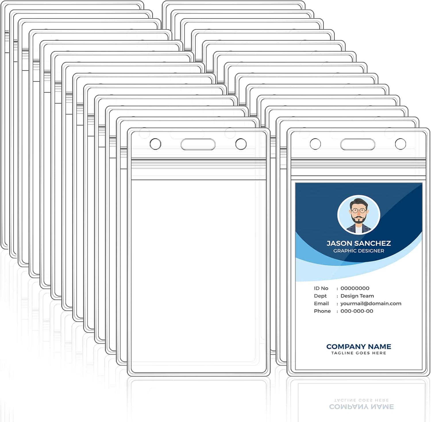 100 portaetiquetas de identificación verticales de plástico transparente