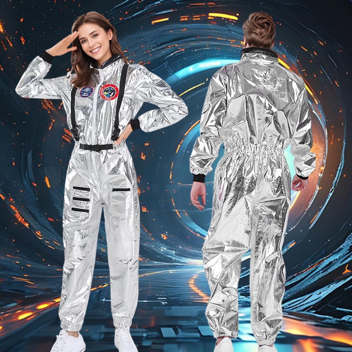 Astronaut Costume Astronaut Jumpsuit Costume for Men Women Spaceman Suit Fanc... - Picture 8 of 17