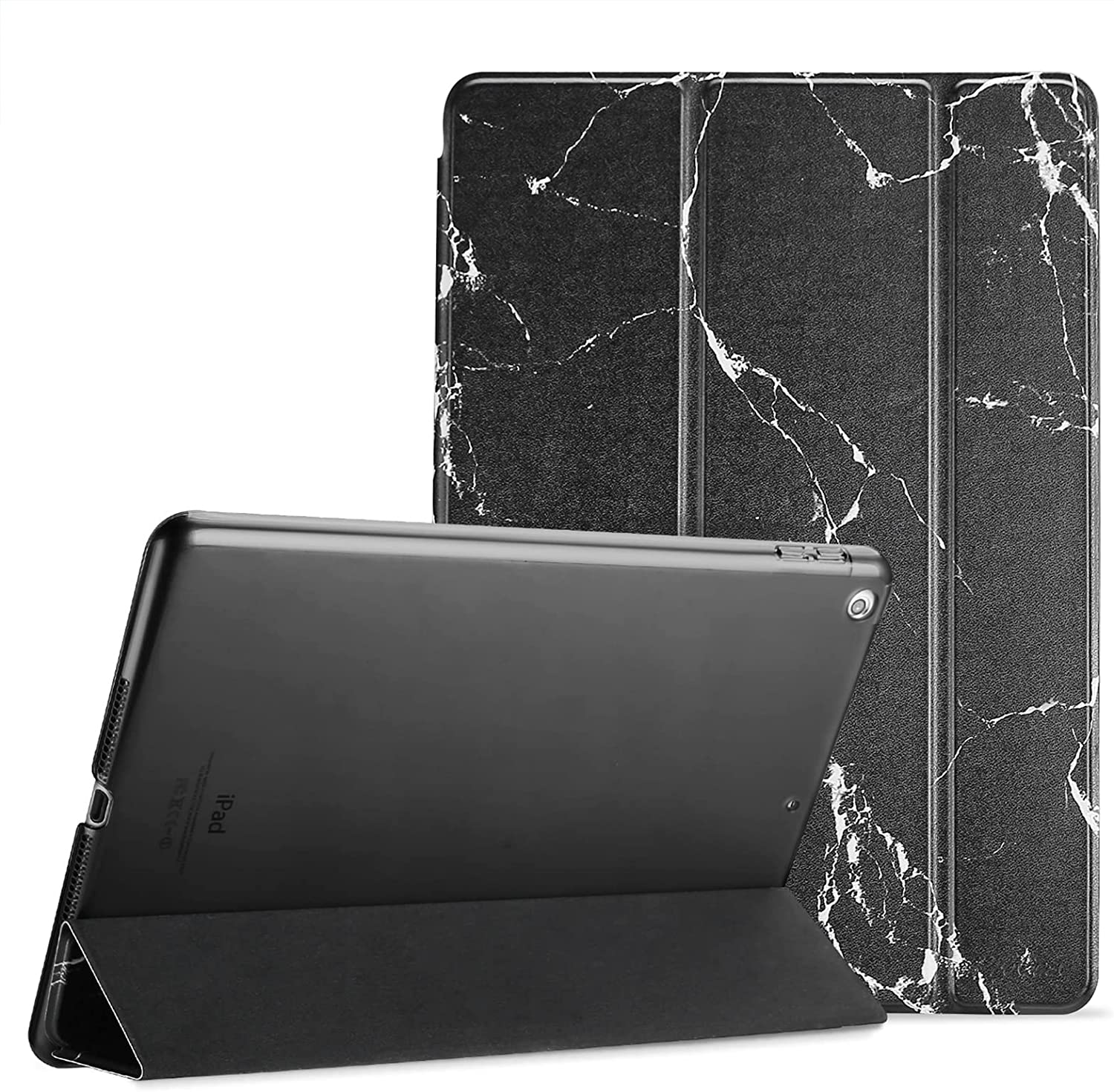 Procase Smart Case for Ipad 9.7 Inch Ipad 6Th/5Th Generation 2018 2017(Model: A1893 A1954 A1822 A1823), Ultra Slim Lightweight Stand Cover with Translucent Frosted Back -Blackmarble