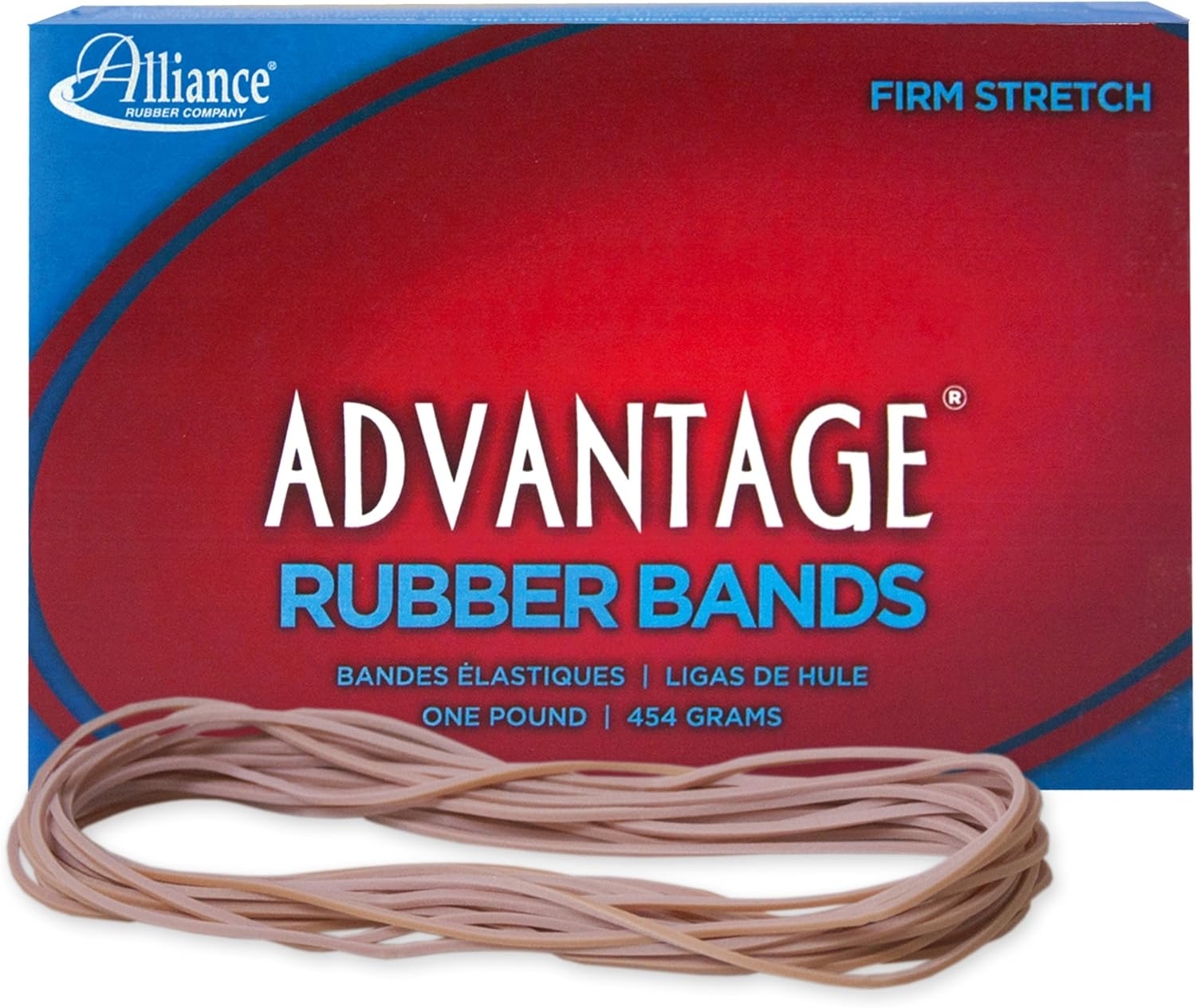 Alliance Rubber 26255 Advantage Rubber Bands Size #117A, 1 lb Box Contains Approx. 400 Bands (7" x 1/16", Natural Crepe),Beige