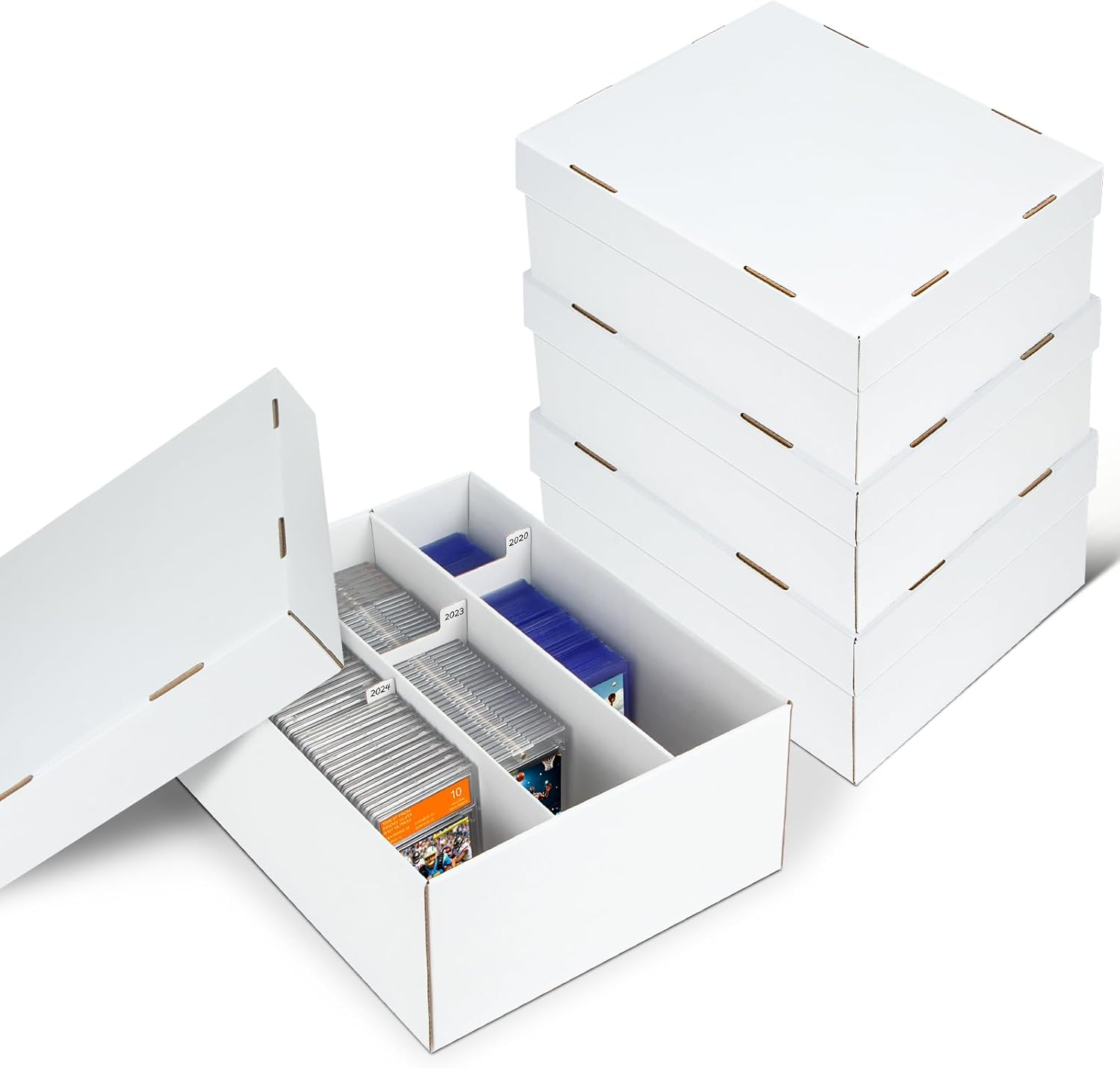 4 Pack Graded Trading Card Storage Box - 3 Rows Graded Card Case, Divided Cardboard Boxes for Sports Card Storage, Compatible with PSA/GMA/CSG/SGC/HGA