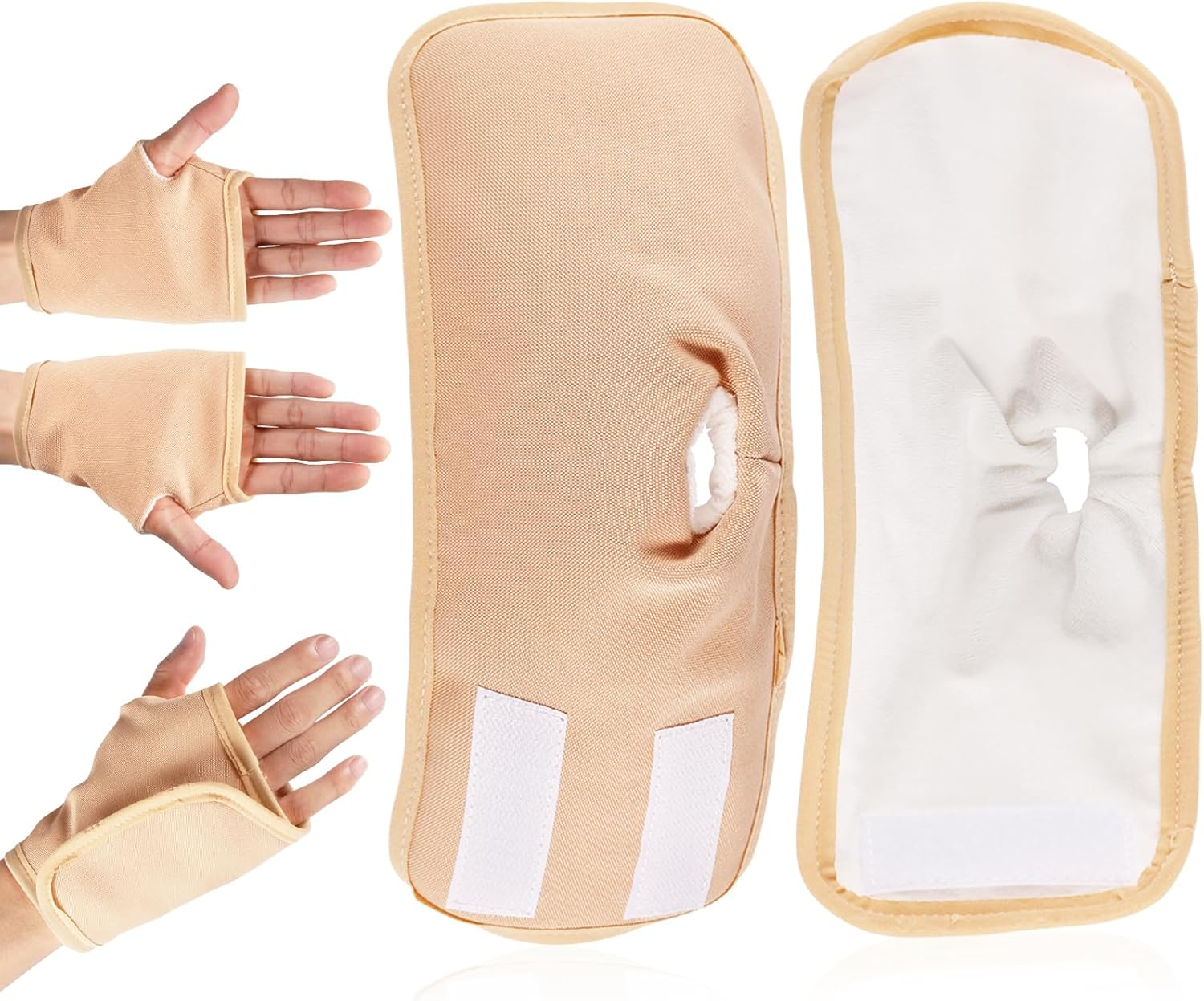 2Pcs Castor Oil Packs for Hands, Reusable Hand Castor Oil Wrap Adjustable Castor Oil Pads Prevent Leakage (Khaki)