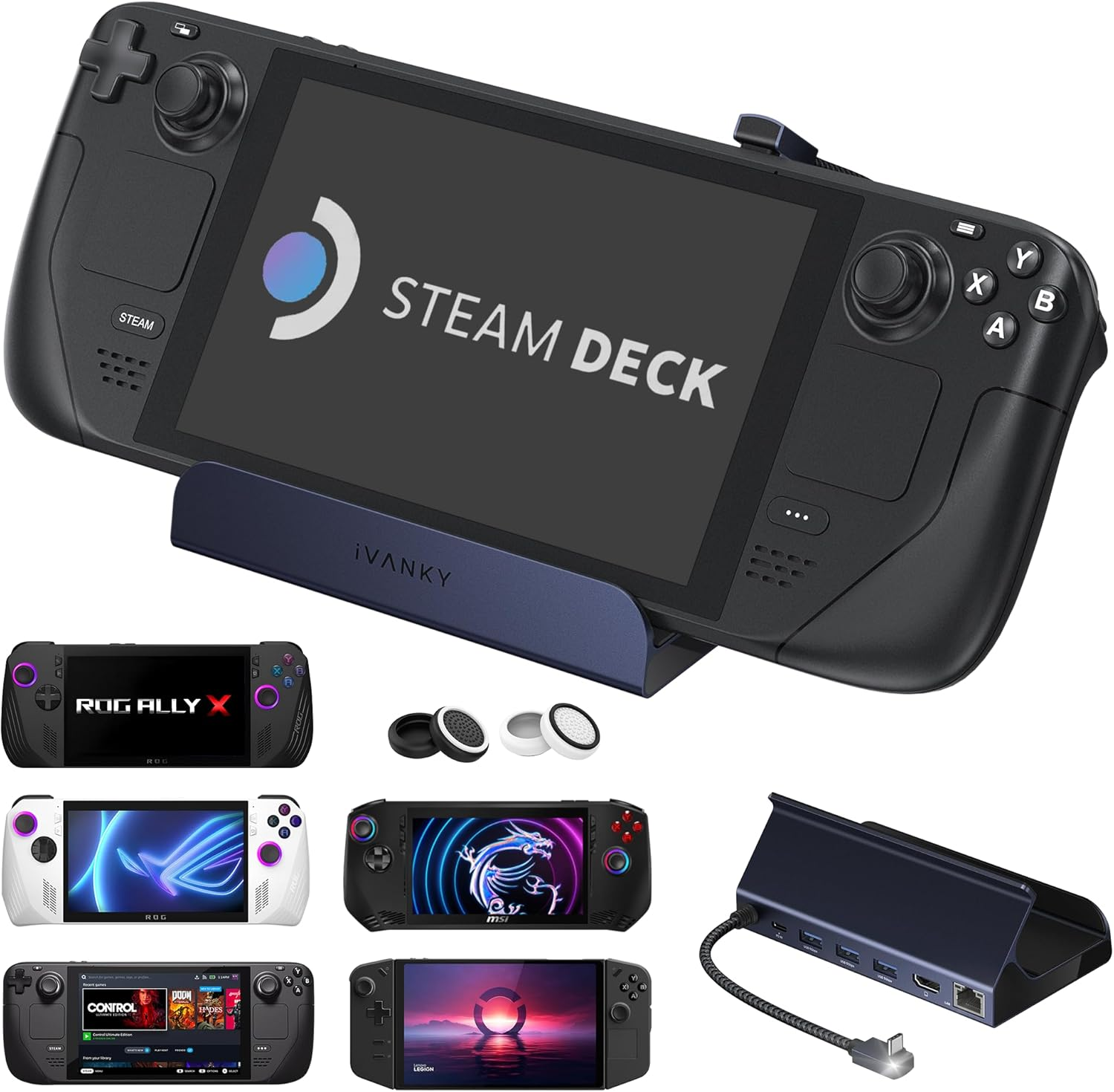 4K@144Hz Steam Deck Dock, 8-In-1 Docking Station for ASUS ROG Ally