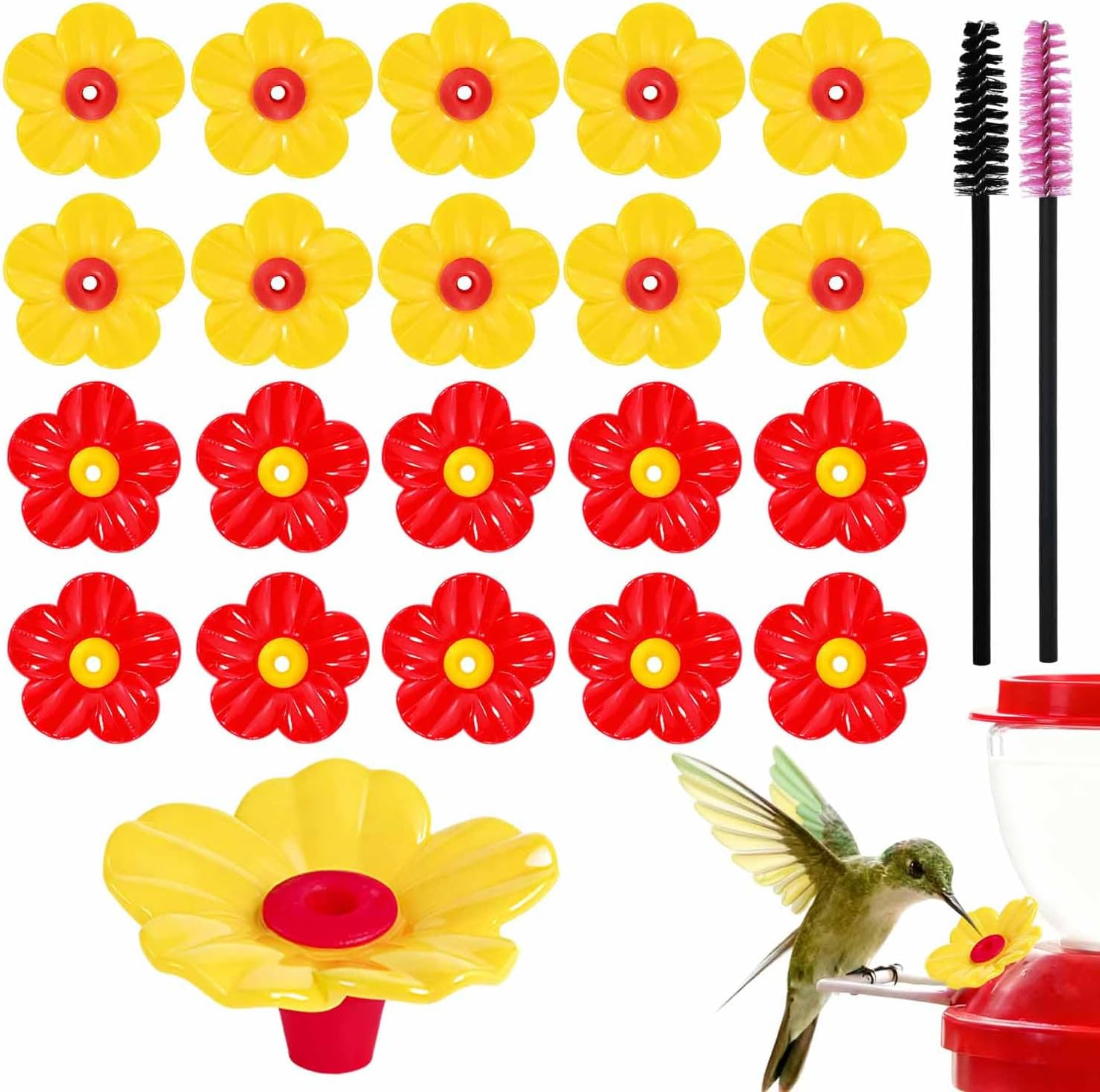 20 Pieces Hummingbird Feeder Replacement Flowers Plastic Hummingbird Feeders Par