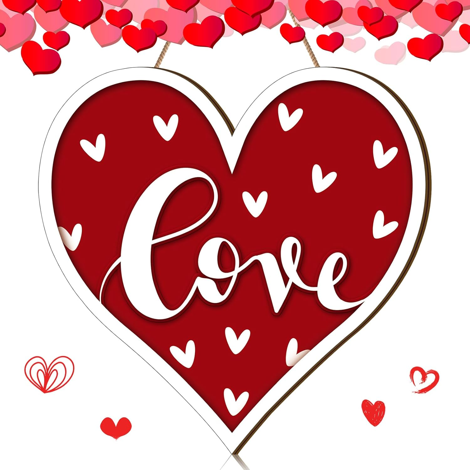 Welcome Valentine'S Day Wooden Door Hanging Sign Decor Heart Shaped Farmhouse Door Decor Vintage Valentine'S Day Wood Sign Rustic Wall Plaque Ornaments for Window Wall Porch