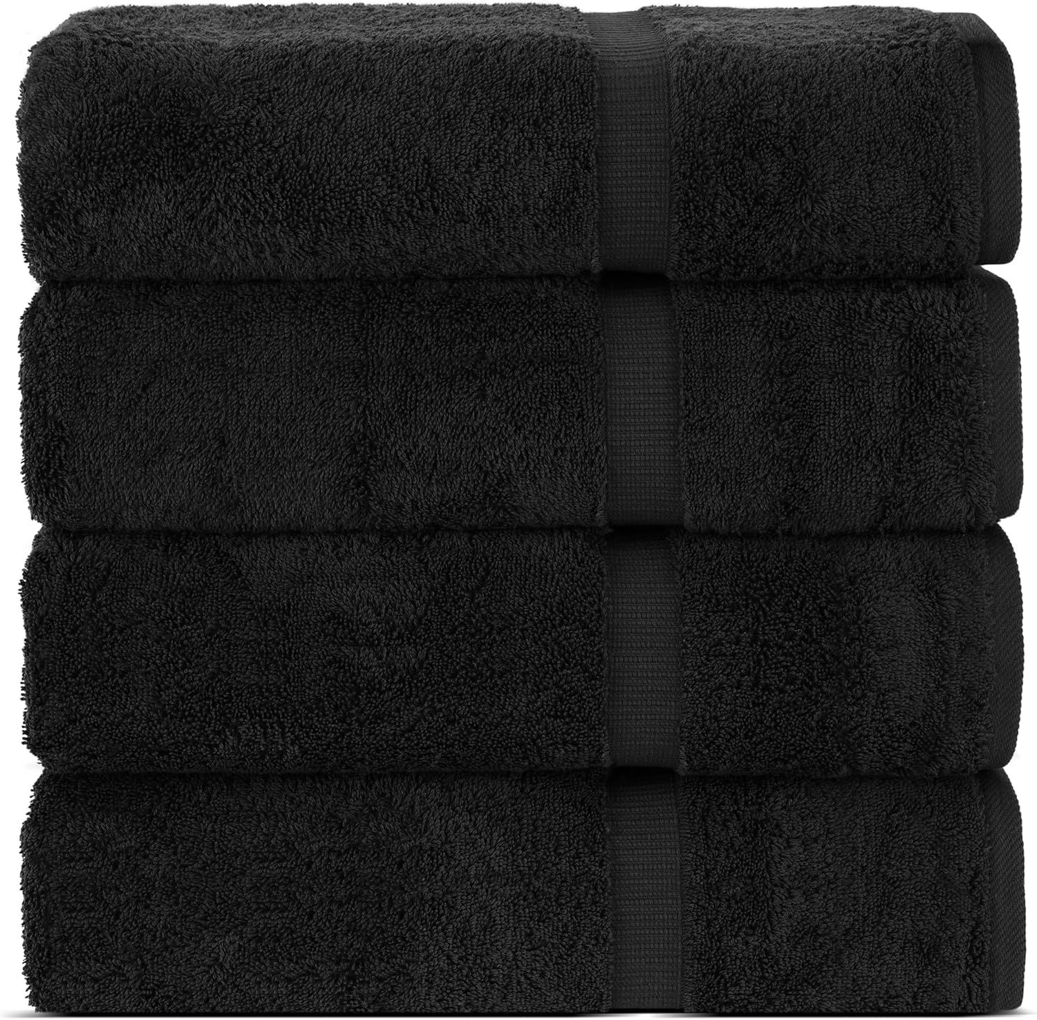 | Hotel & Spa Quality 100% Cotton Premium Turkish Towels | Soft & Absorbent (4-Piece Bath Towels, Black)