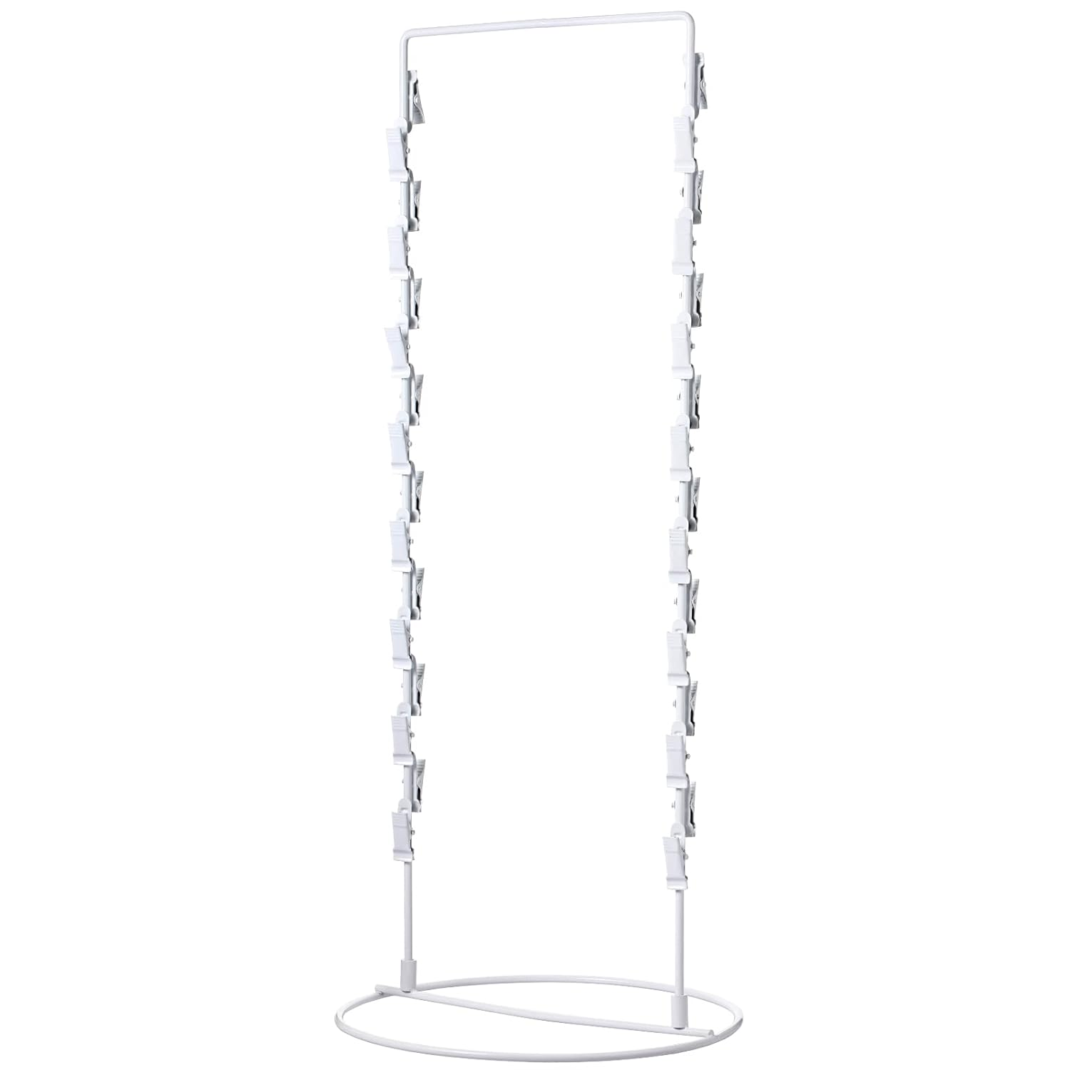 Outus Chip Snack Rack Clip Display Countertop Rack Potato Candy Chip Bag Holder 2 Strand with 30 Clips for Retail Stand Cotton Candy Bags Snacks, 10 X 24 In(White,1 Piece)