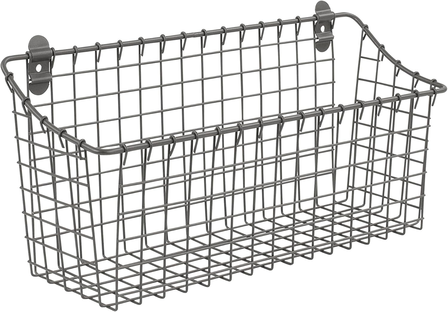 Spectrum Extra Large Wire Wall Mount Storage Basket Industrial Gray Vintage