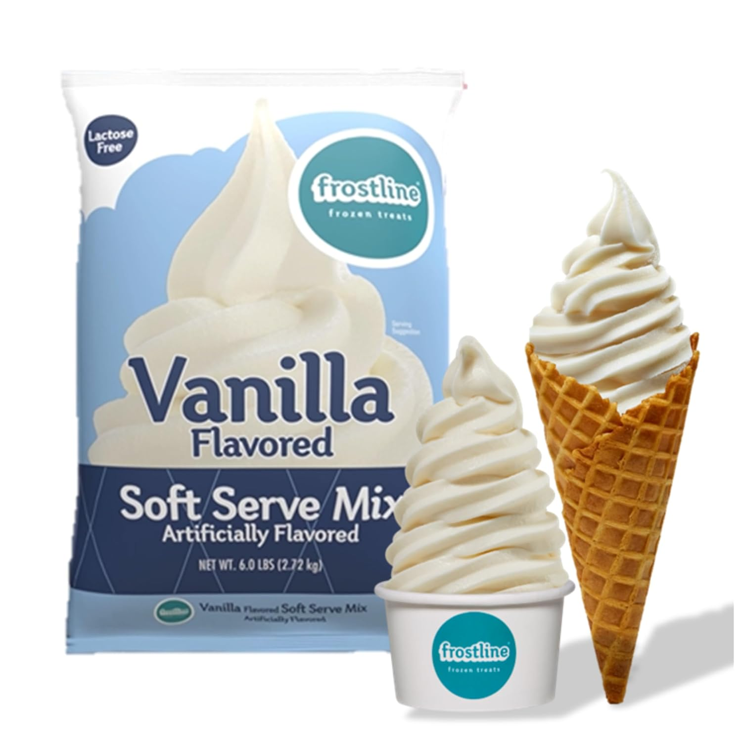 Vanilla Soft Serve Ice Cream Mix, Lactose & Gluten Free - Just Add Water, Dairy, or Dairy Free Alternative, Use with Blender, Countertop Ice Cream Maker, Soft Serve Machine - 6 Lb Bag
