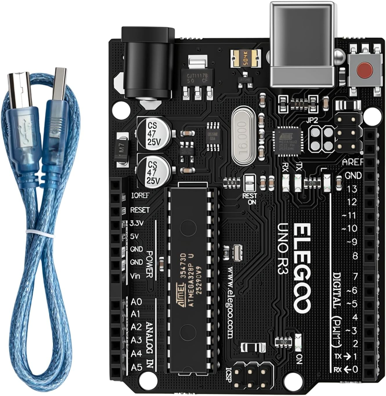 UNO R3 Board Atmega328P ATMEGA16U2 with USB Cable | Compatible with Arduino IDE