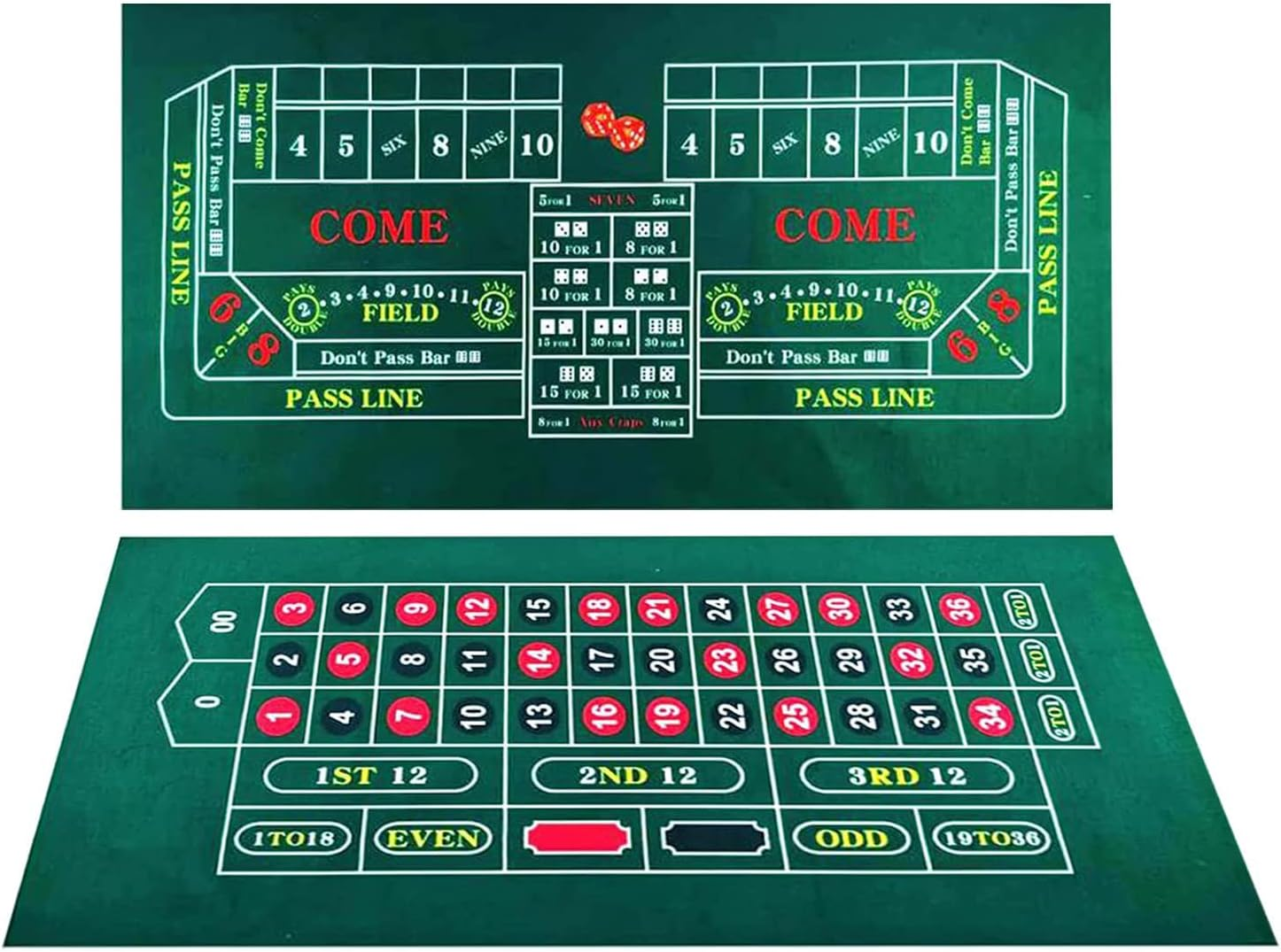 84X42 Inches Roulette Table Mat & Craps Table Top Casino Felt Professional Grade Mat