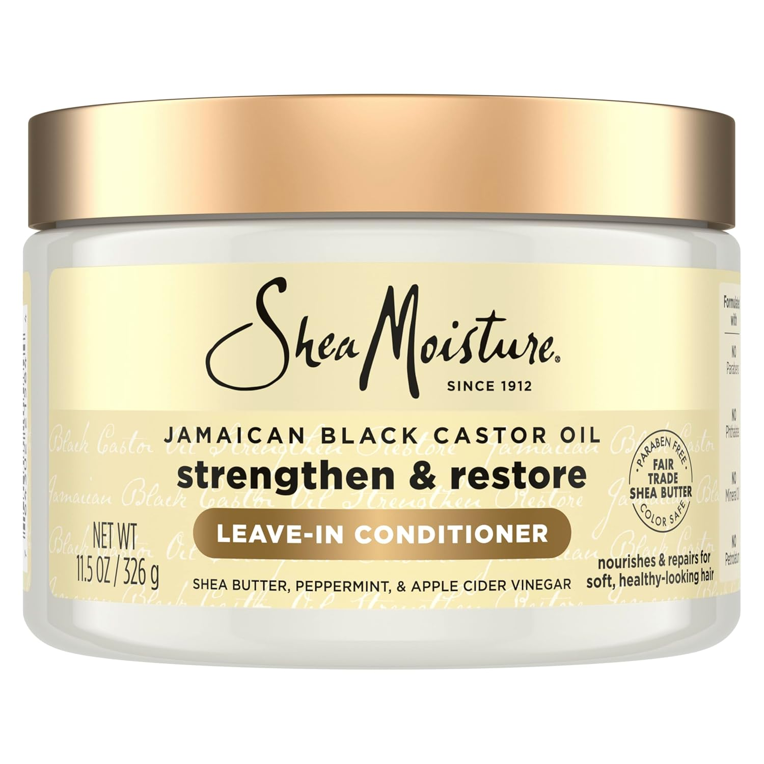 Sheamoisture Jamaican Black Castor Oil Leave in Conditioner 100% Pure Jamaican Black Castor Oil for Damaged Hair to Soften and Detangle Hair 11.5 Oz