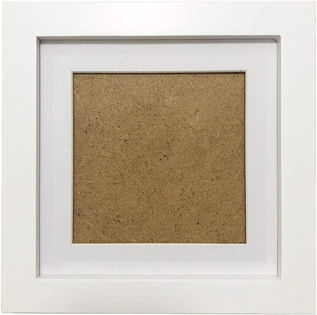 White 6X6 Picture Frames with 4X4 Opening Mat.6X6 Square Photo Frame. Solid Woo
