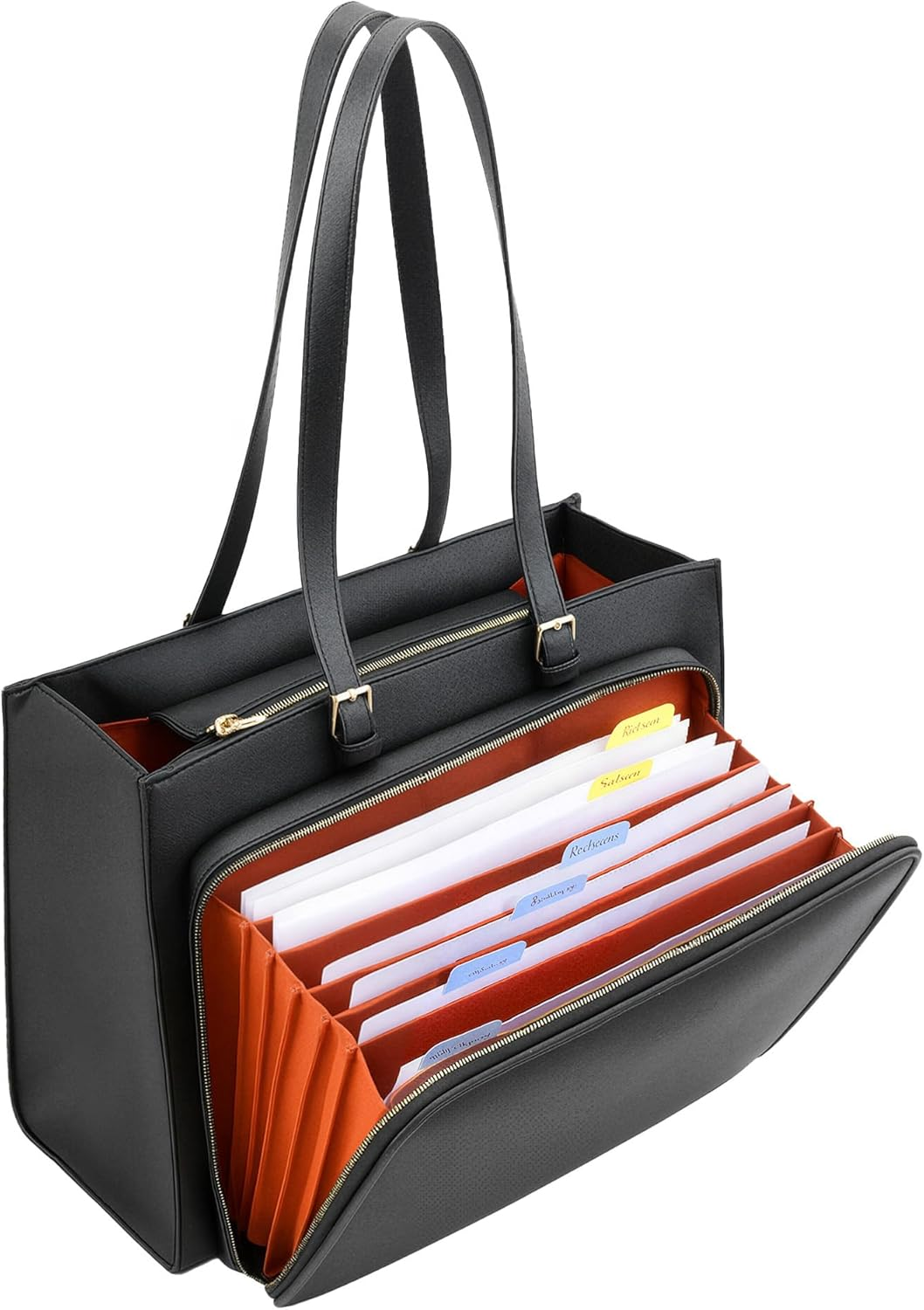 Teacher Tote Bag with Accordion File Pocket, Large Teacher Work Tote Bag for Women, Waterproof, Fits 15.6