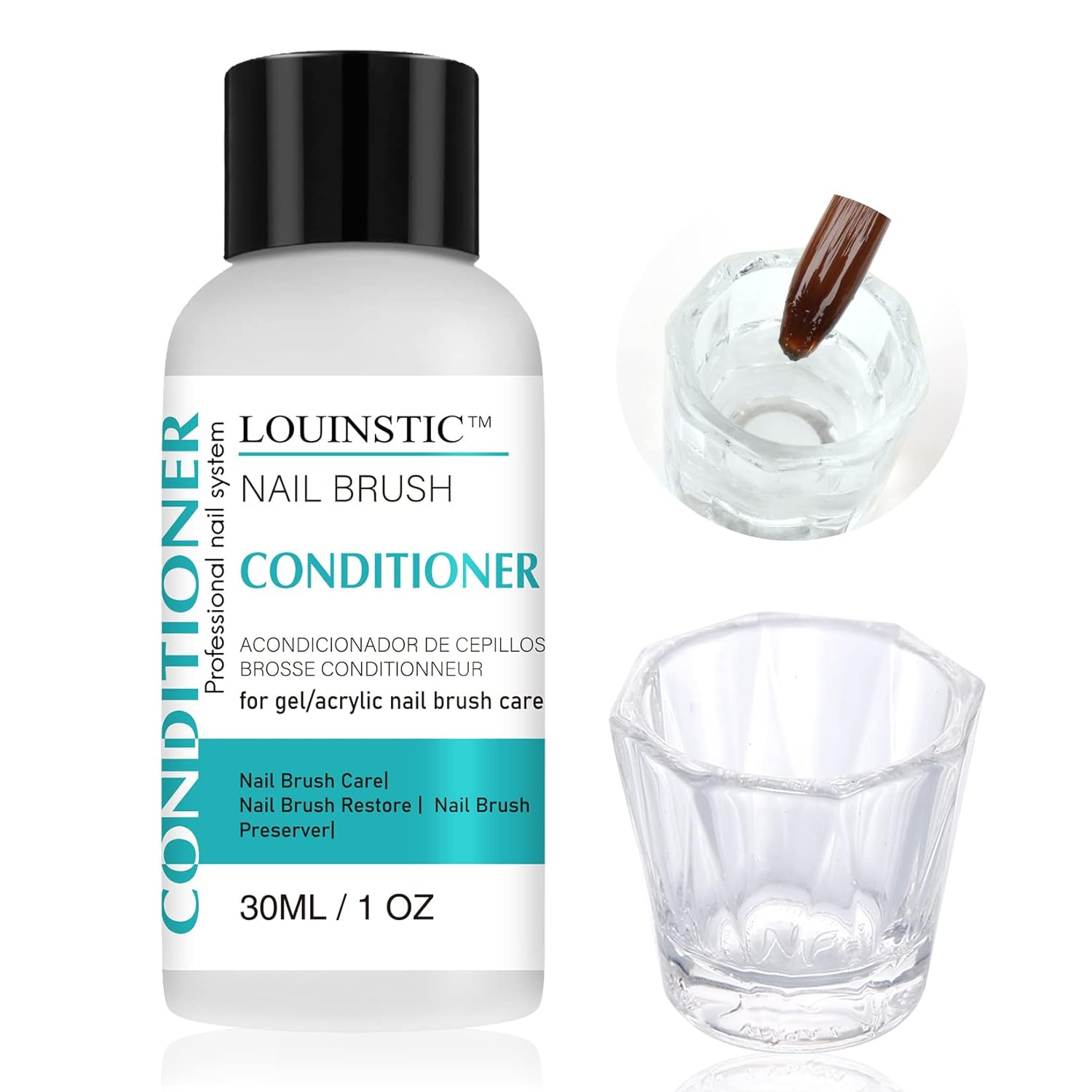 Nail Brush Cleaner and Conditioner - Quickly Clean Gel Nail Brushes, Paint Brushes, Airbrushes, Art Tools, Preserver and Restorer for Kolinsky Acrylic Brush Etc.