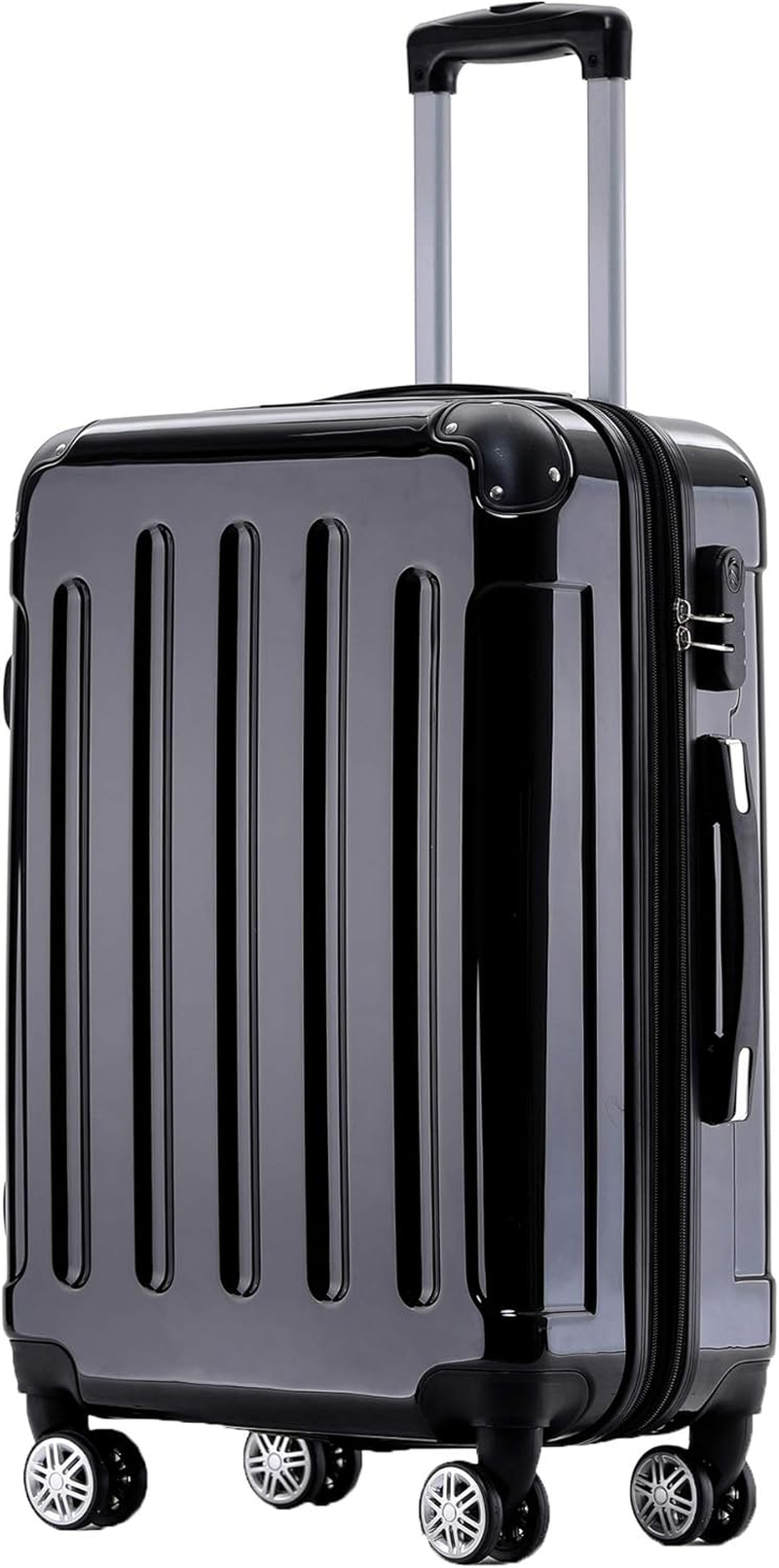 BEIBYE Zwillingsrollen 2048 Hartschale Trolley Koffer Reisekoffer in M-L-Xl-Set in 15 Farben (Schwarz, M)